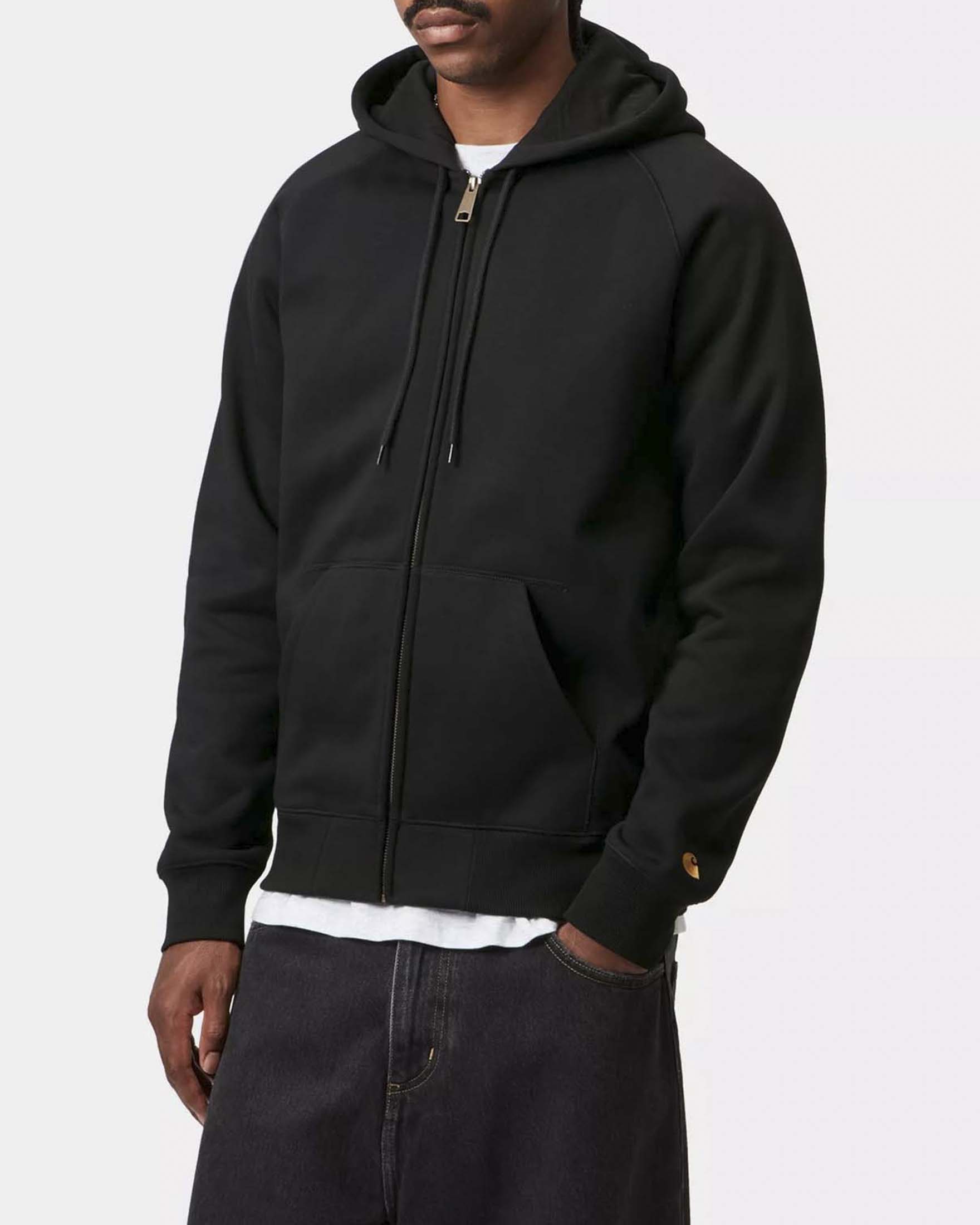 Felpa Carhartt Chase Jacket nera con cappuccio e chiusura zip