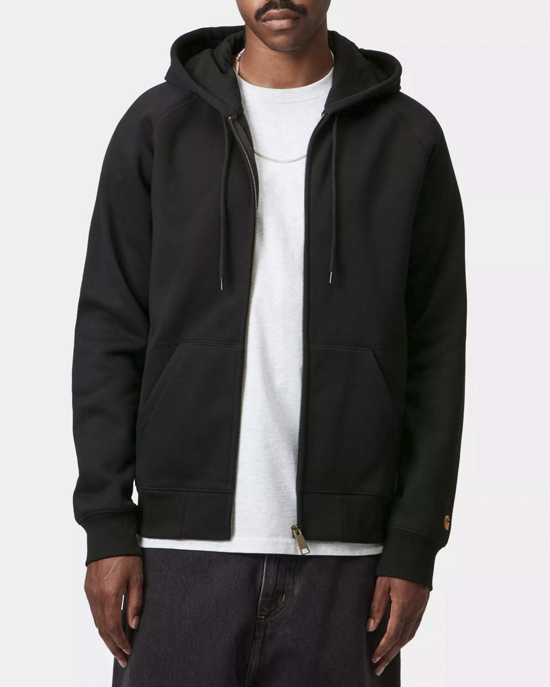 Felpa Carhartt Chase Jacket nera con cappuccio e chiusura zip image