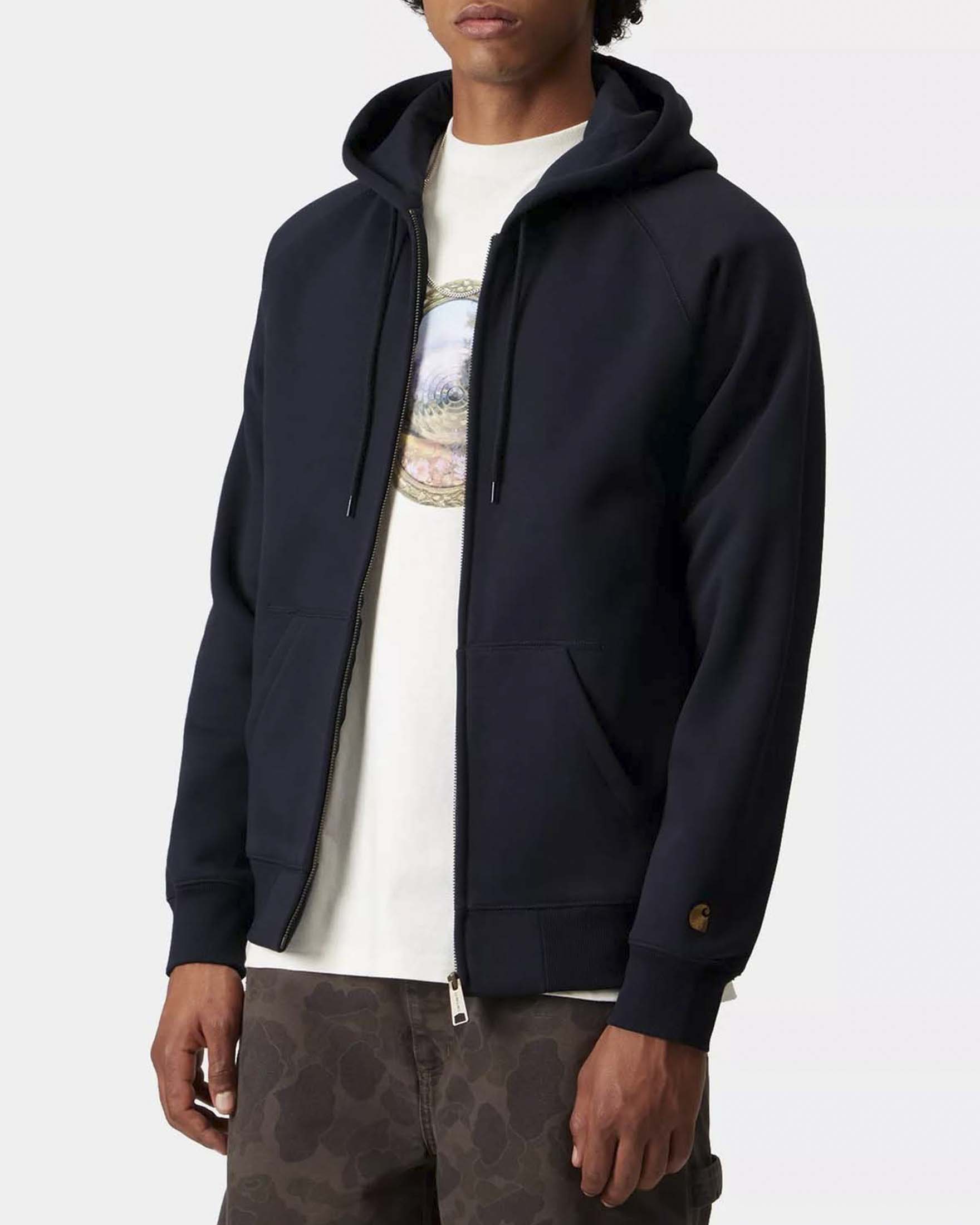 Felpa Carhartt Chase Jacket blu con cappuccio e chiusura zip image