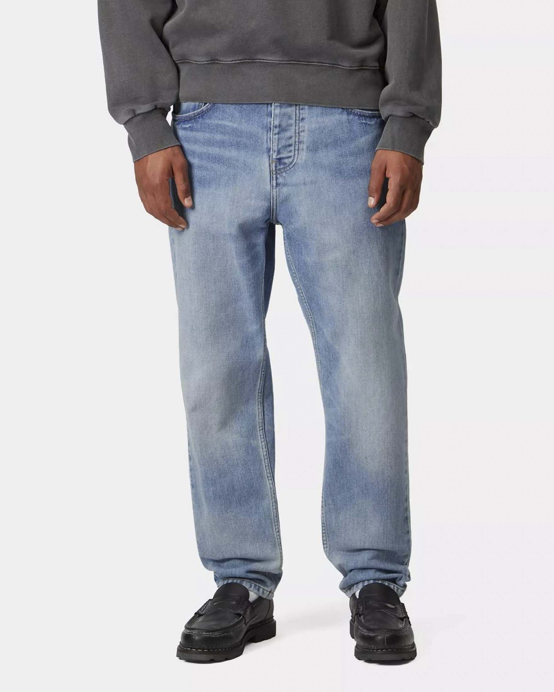 Jeans Newel Carhartt relaxed tapered fit lavaggio chiaro super stone wash in puro cotone image