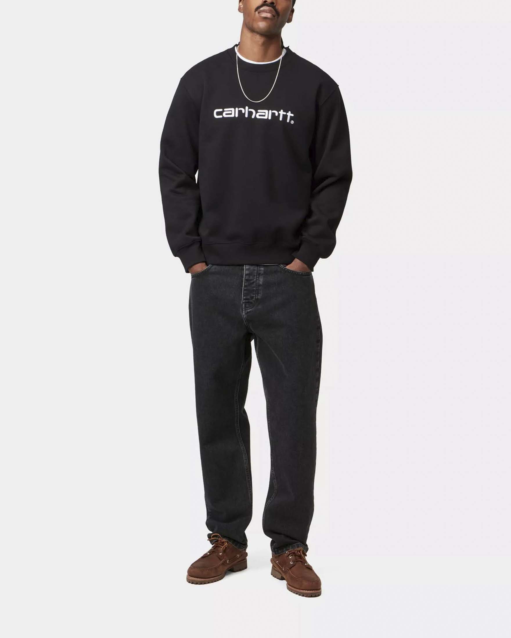 Jeans Newel Carhartt relaxed tapered fit lavaggio nero stone wash in puro cotone