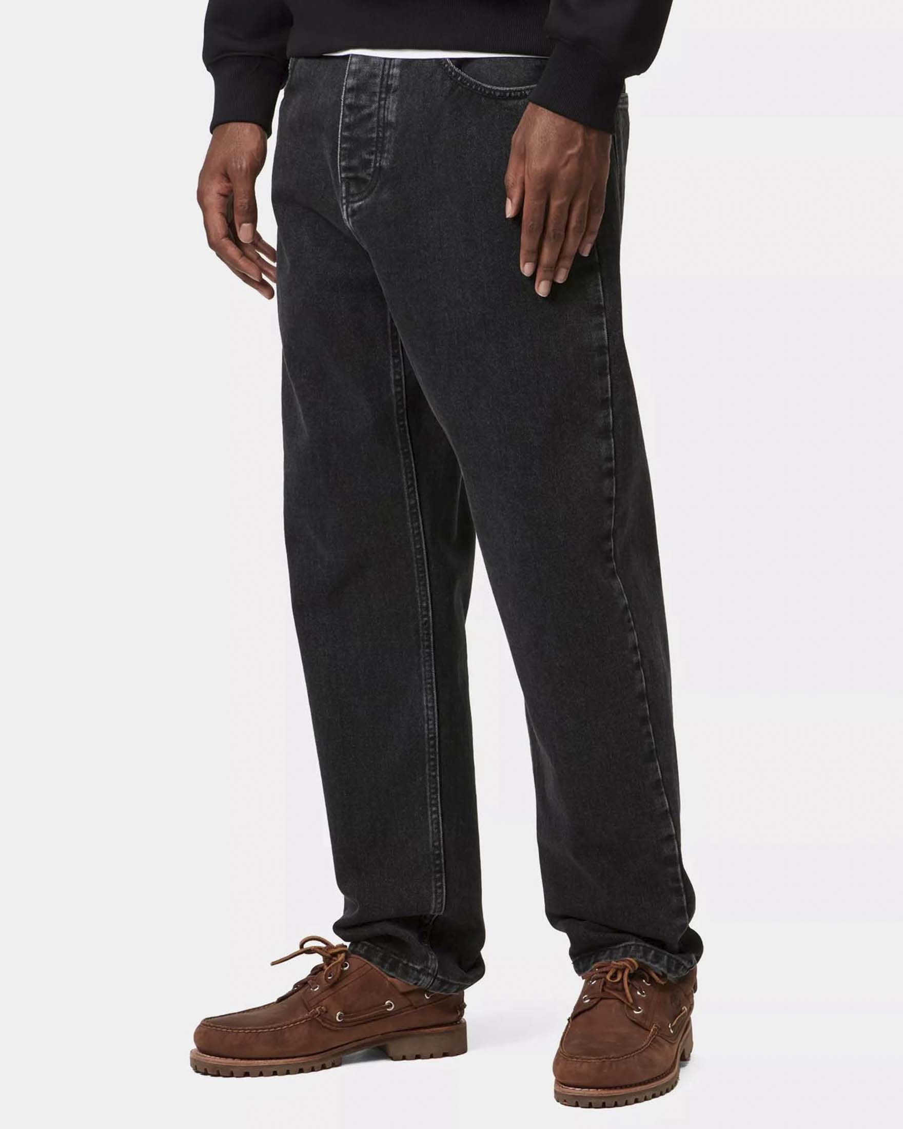 Jeans Newel Carhartt relaxed tapered fit lavaggio nero stone wash in puro cotone image