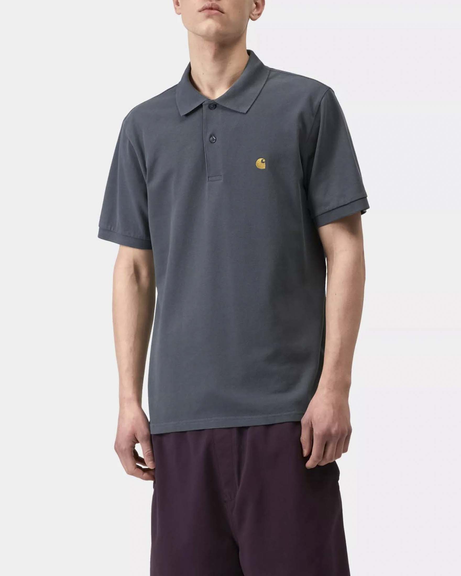 Polo antracite mezza manica loose-fit Chase Pique Carhartt in puro cotone image