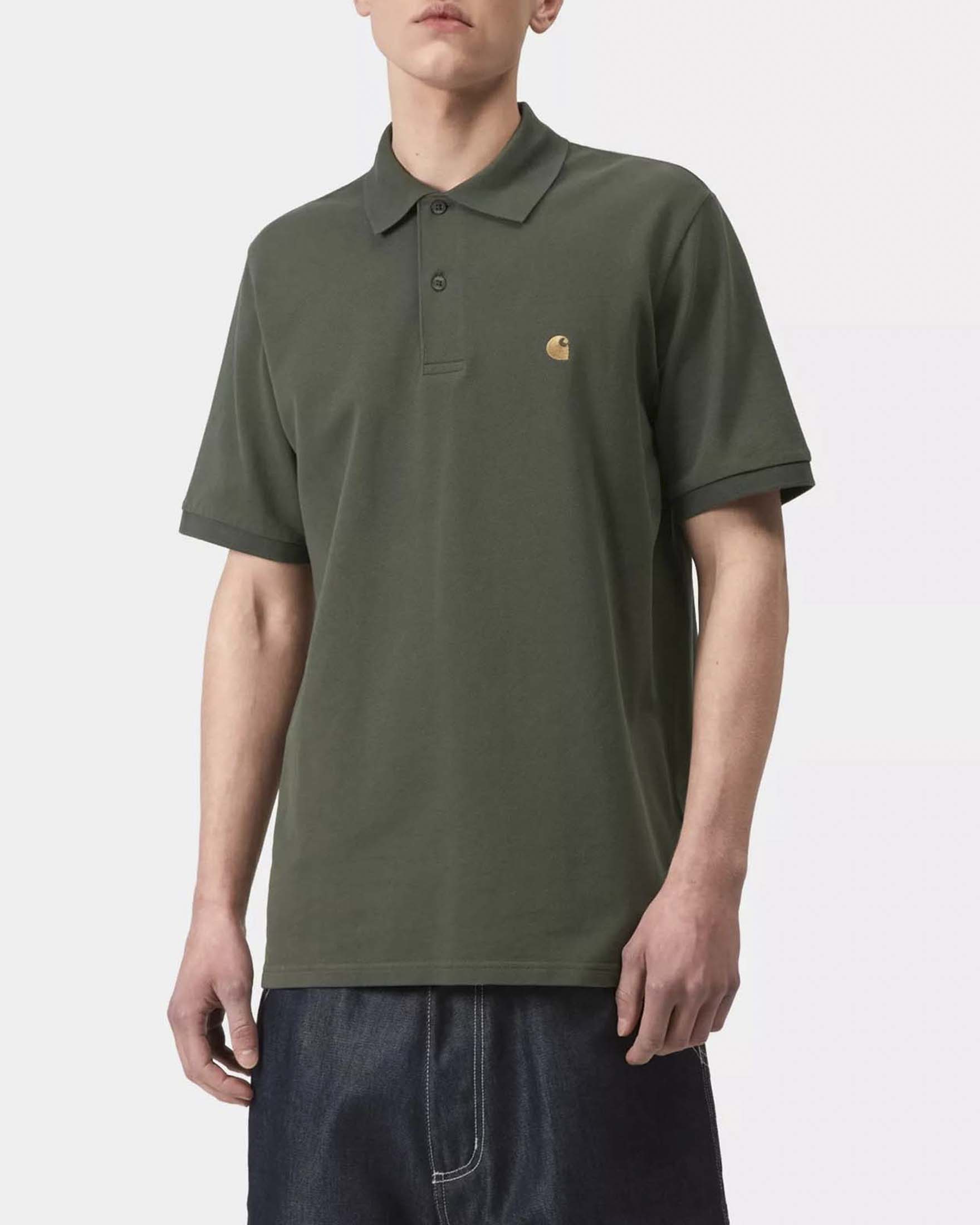 Polo verde militare mezza manica loose-fit Chase Pique Carhartt in puro cotone image