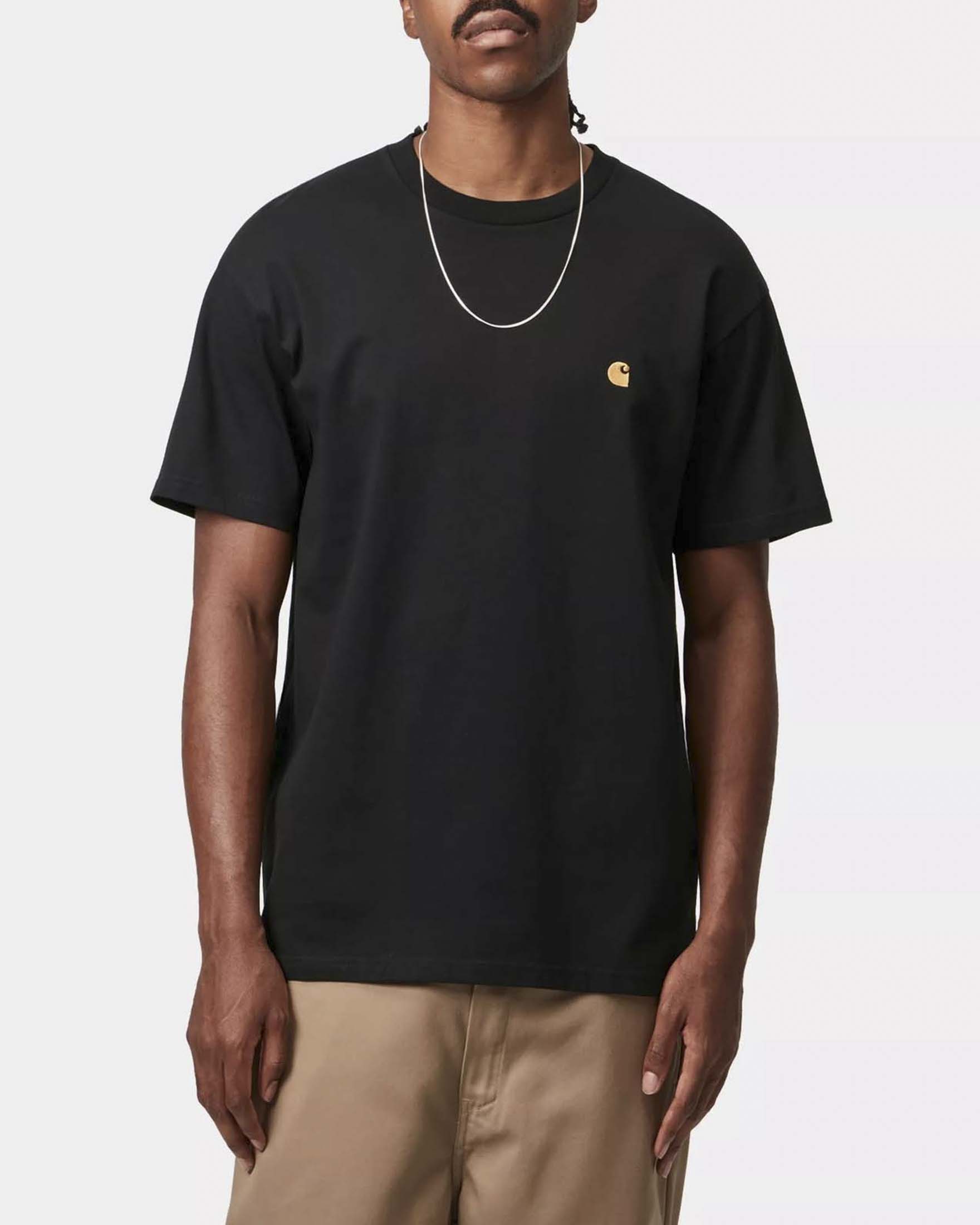 T-shirt nera mezza manica Chase Carhartt loose-fit in puro cotone image