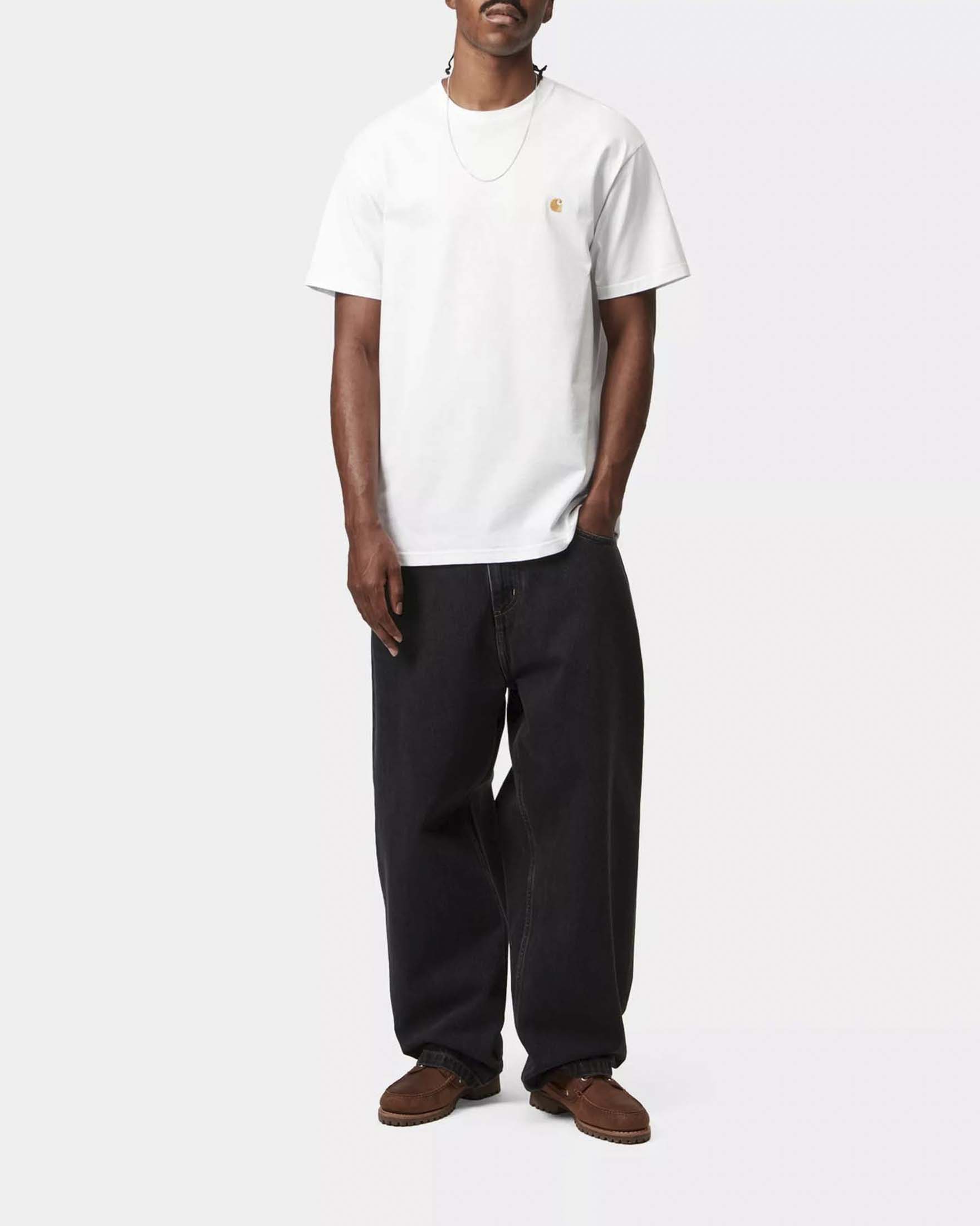 T-shirt bianca mezza manica Chase Carhartt loose-fit in puro cotone