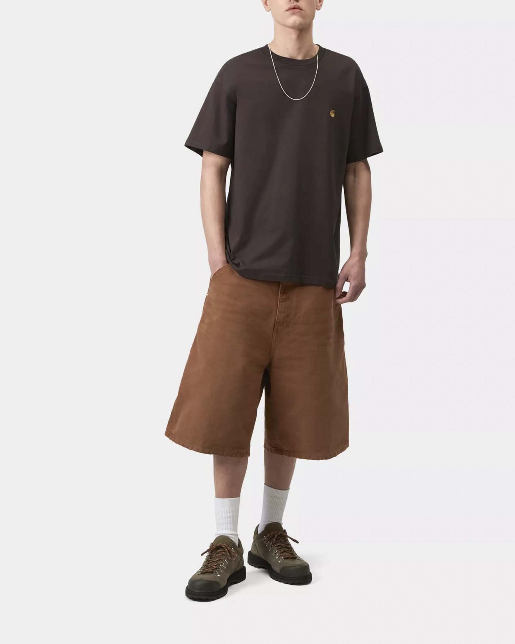 T-shirt marrone mezza manica Chase Carhartt loose-fit in puro cotone