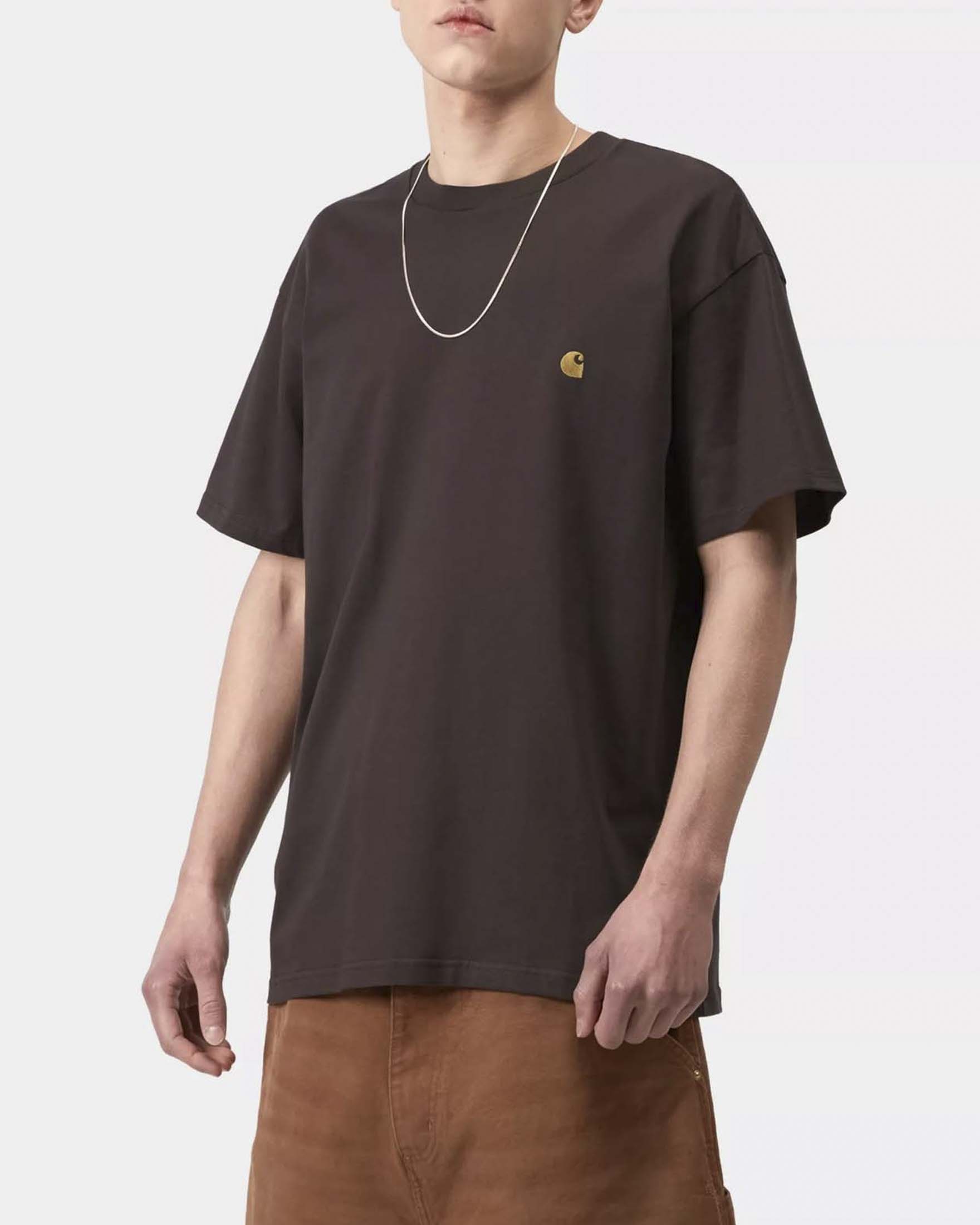 T-shirt marrone mezza manica Chase Carhartt loose-fit in puro cotone image