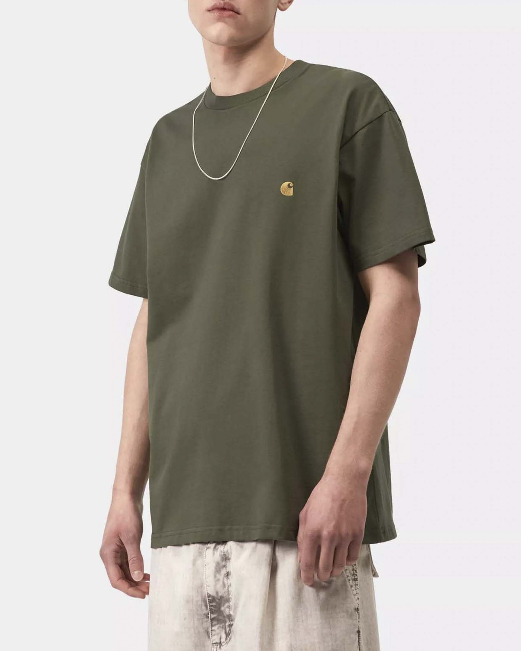 T-shirt verde militare mezza manica Chase Carhartt loose-fit in puro cotone image