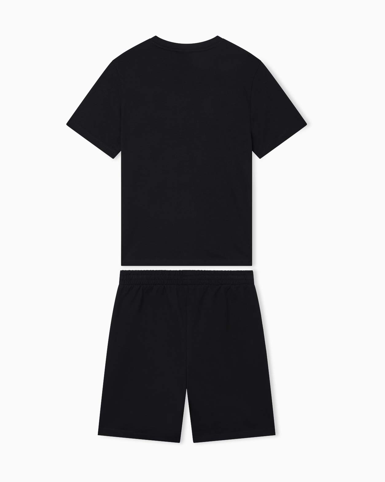 Completo EA7 nero in puro cotone con bermuda e t-shirt con logo bianco image