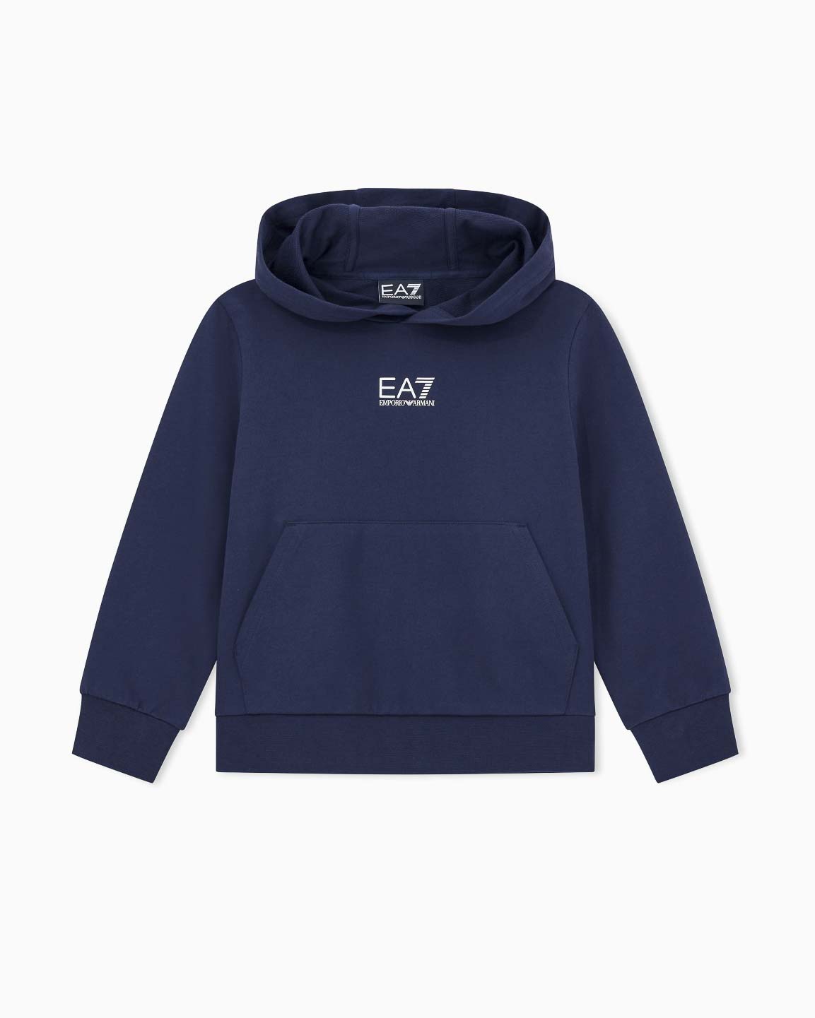 Felpa blu con cappuccio e logo monogram bianco