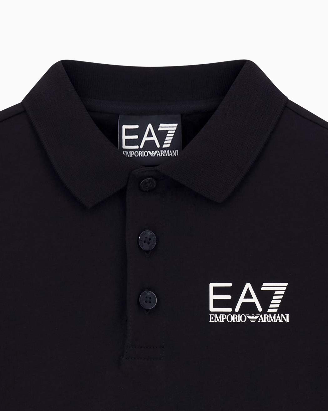 Polo EA7 Junior nera mezza manica in piquet di cotone image