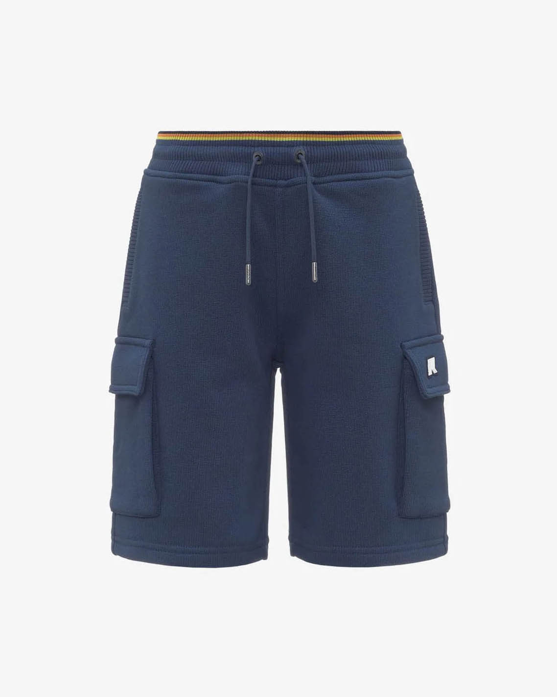 Bermuda cargo K-Way blu in felpa di cotone con tasconi