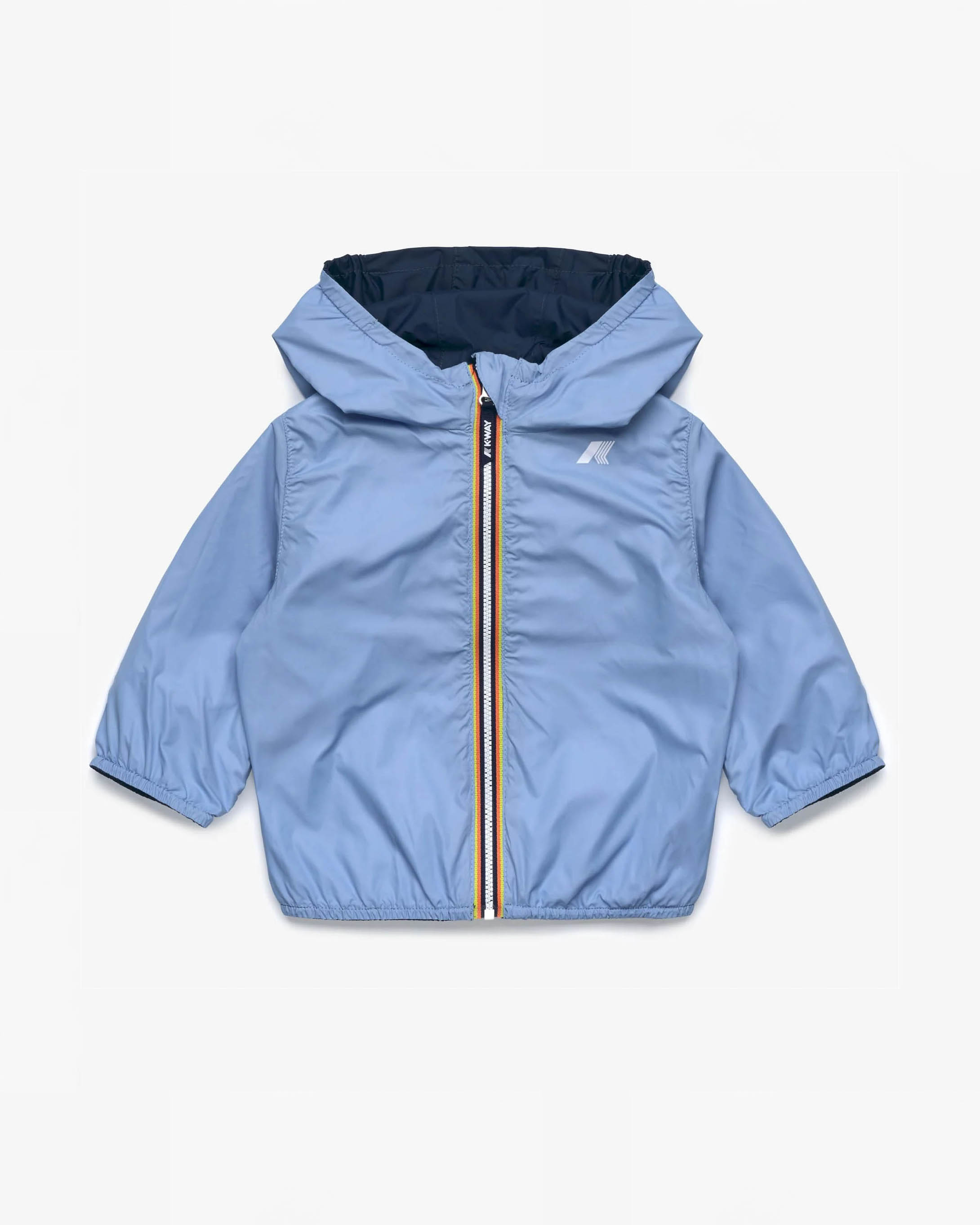 Giubbino K-way in nylon blu reversibile in pervinca con cappuccio fisso image