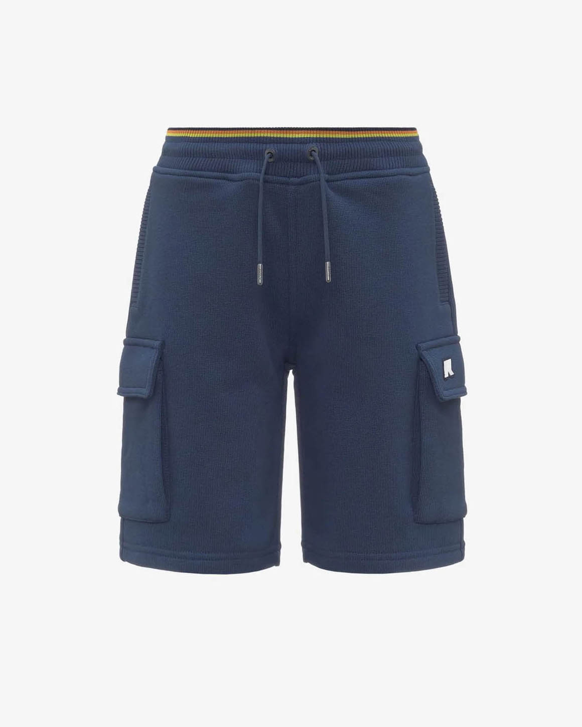 Bermuda cargo K-Way blu in felpa di cotone con tasconi
