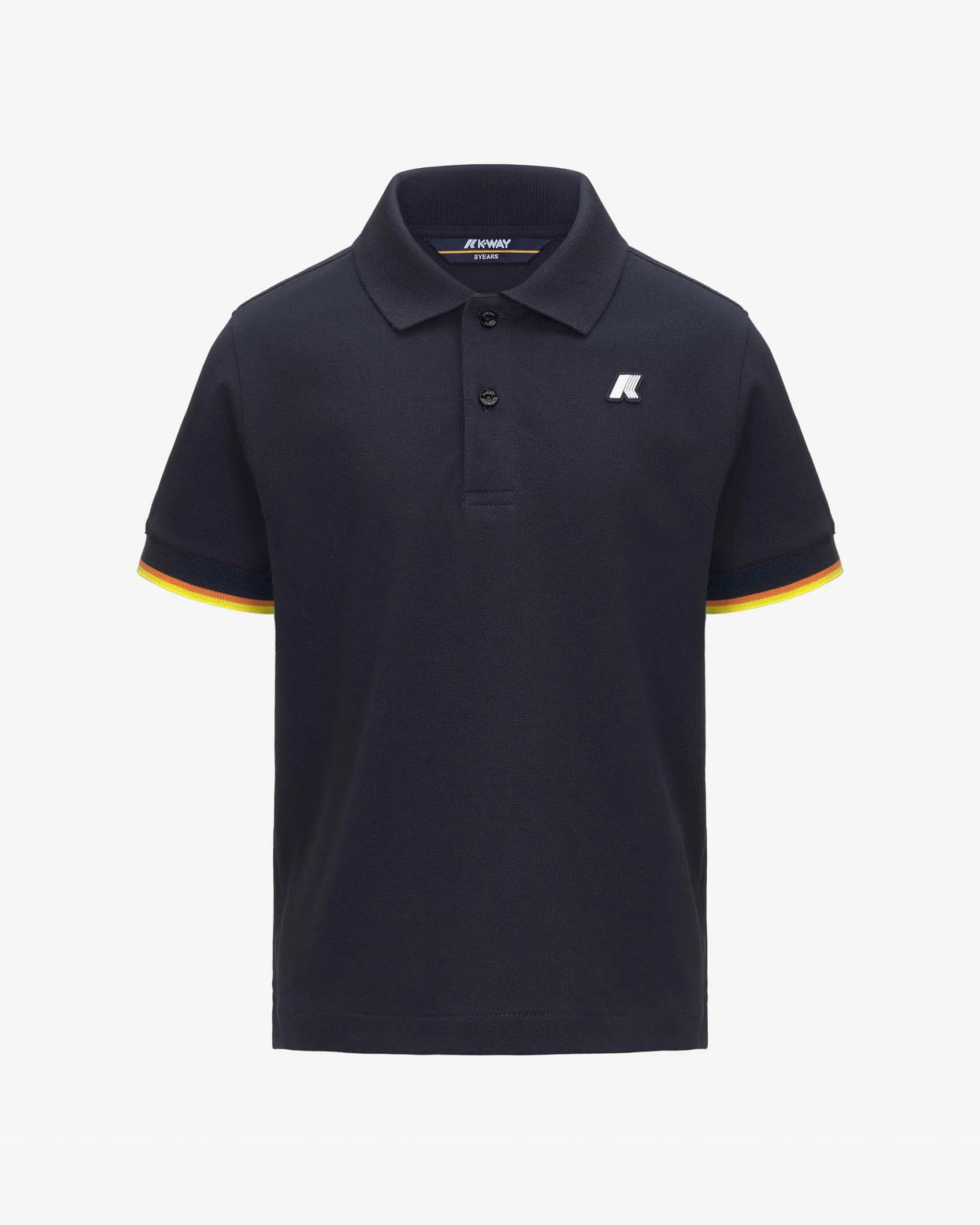 Polo blu K-way mezza manica in piquè di cotone con bordi icon