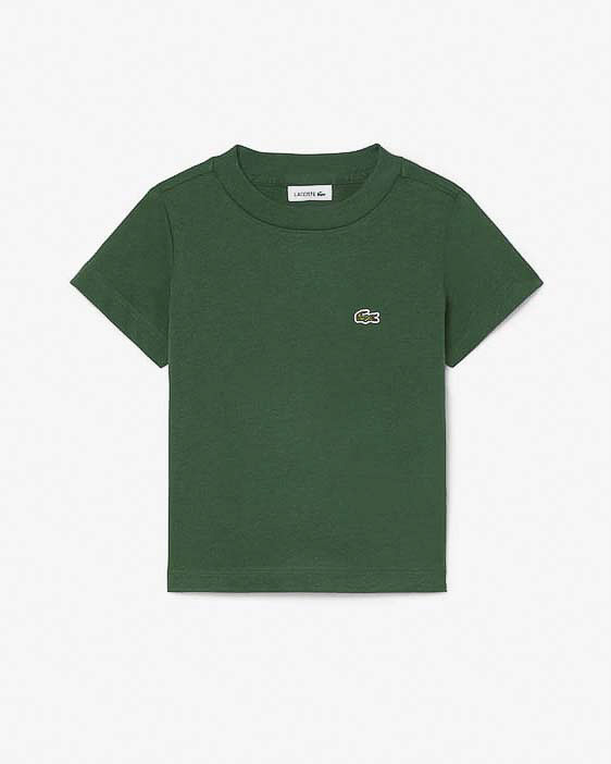 T-shirt verde in puro cotone con mini logo coccodrillo