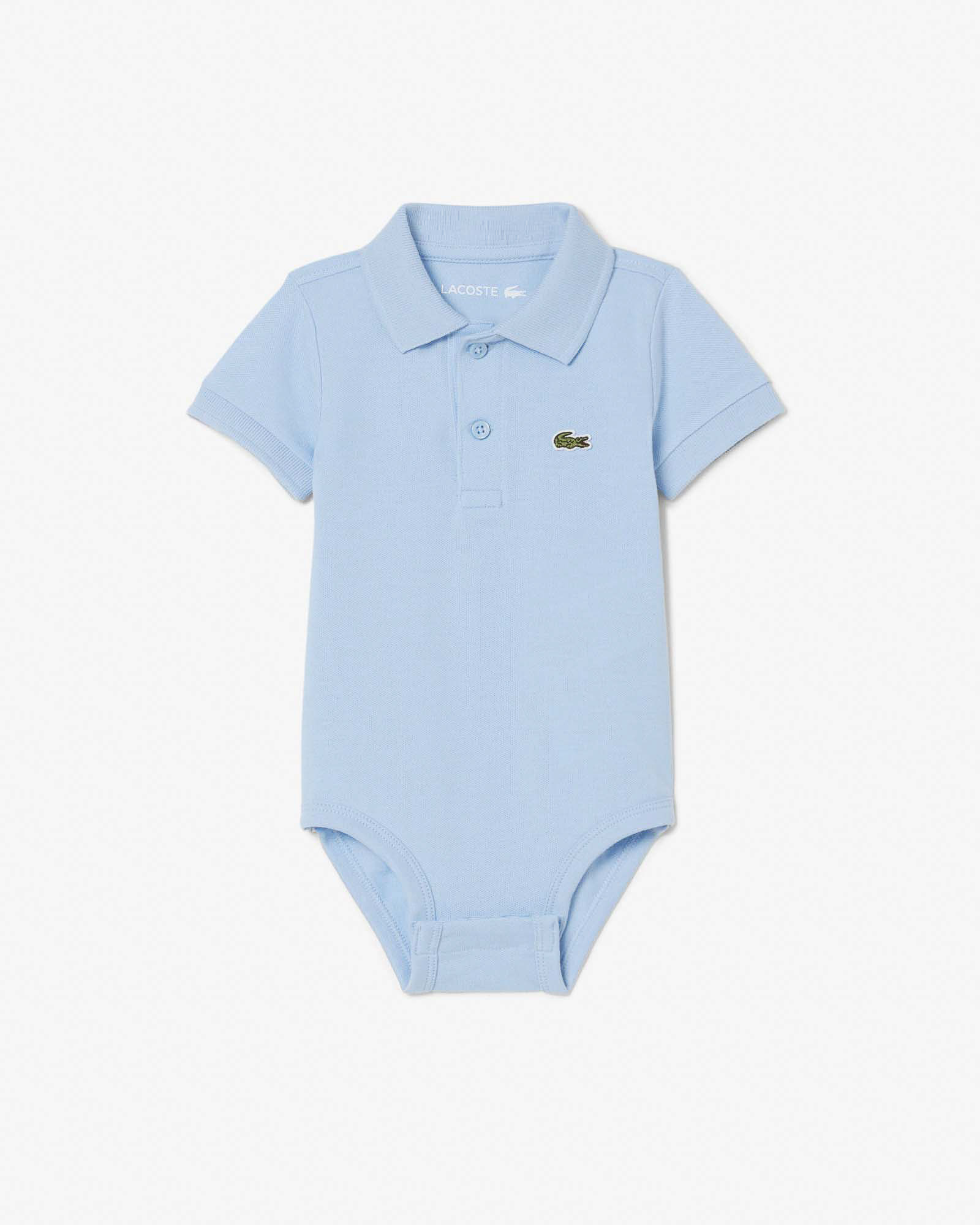 Body Lacoste azzurro modello polo in cotone stretch