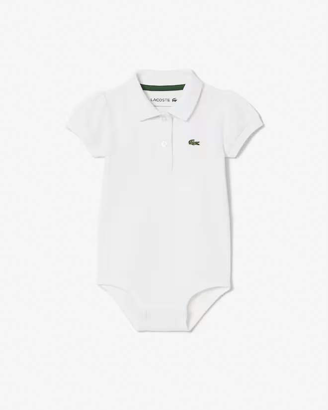 Body Lacoste bianco modello polo in cotone stretch