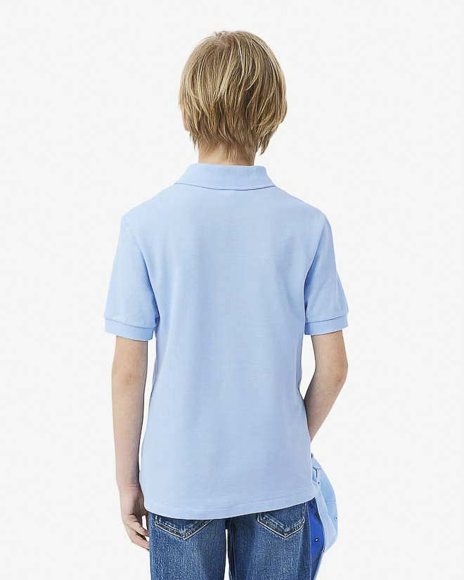 Polo Lacoste azzurra in piqué di puro cotone image