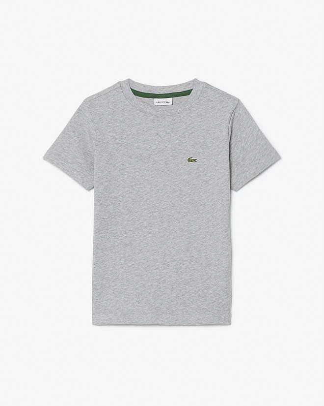 T-shirt Lacoste grigia in puro cotone con mini logo coccodrillo