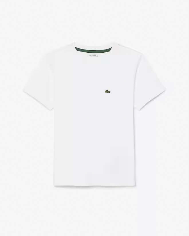 T-shirt Lacoste bianca in puro cotone con mini logo coccodrillo