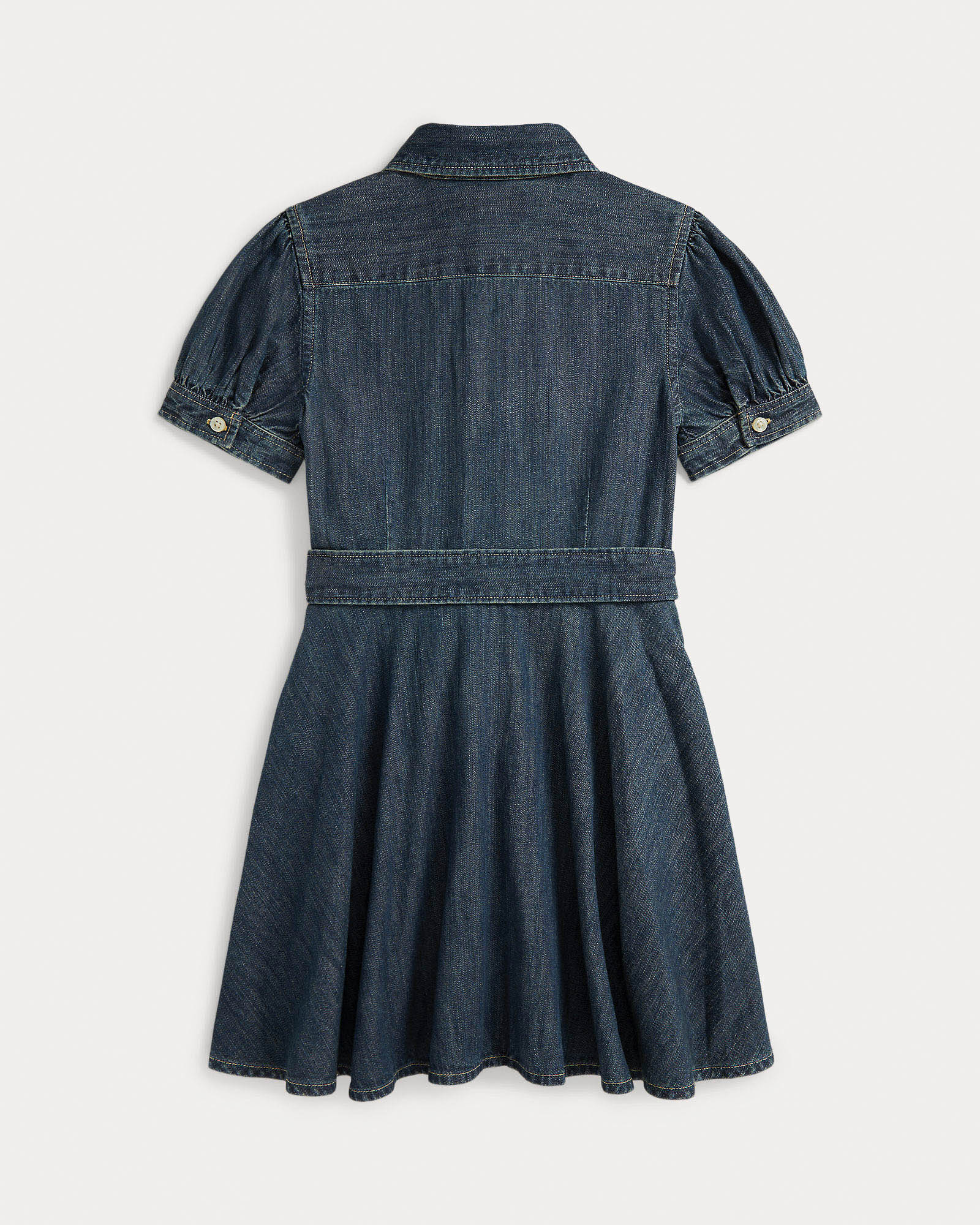 Abito fit and flare Polo Ralph Lauren in denim stone washed con cintura image