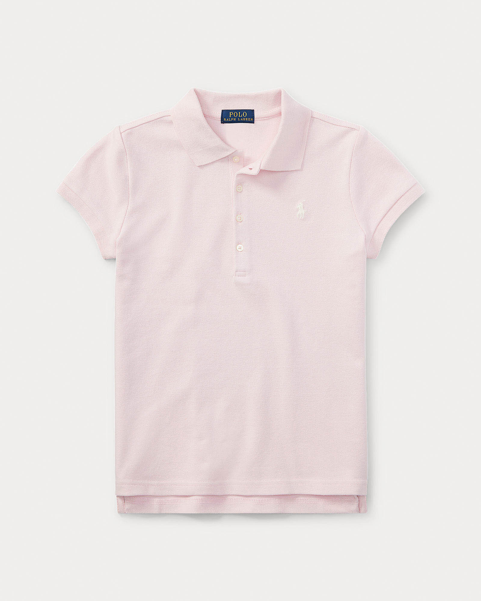 Polo rosa Ralph Lauren a maniche corte in cotone stretch con logo pony bianco