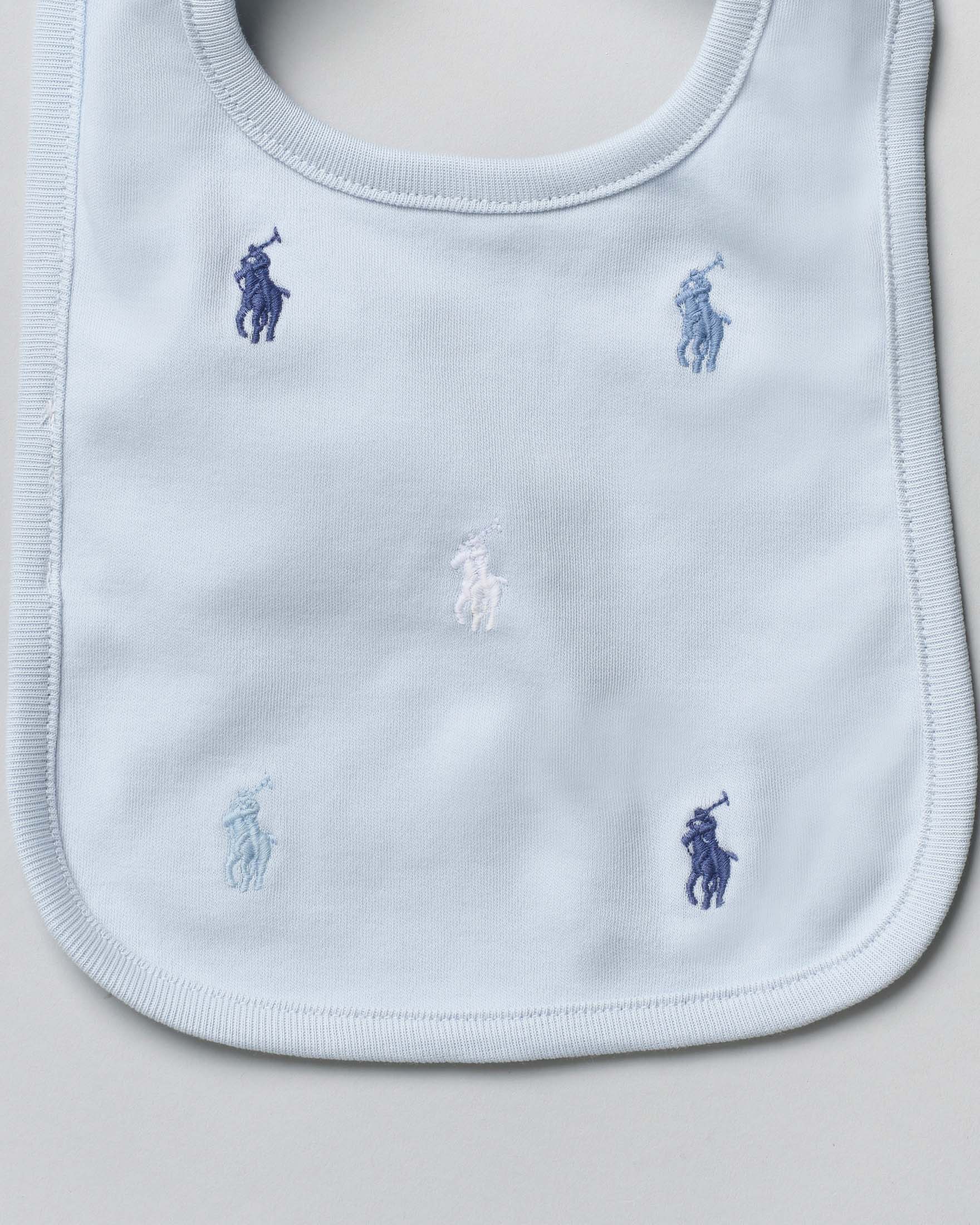 Bavaglino azzurro Polo Ralph Lauren con mini logo multicolor all over image