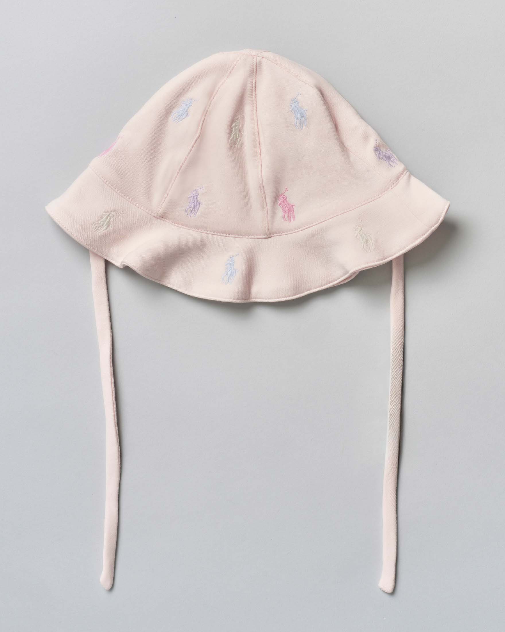 Berretto rosa Polo Ralph Lauren in puro cotone con mini logo multicolor all over
