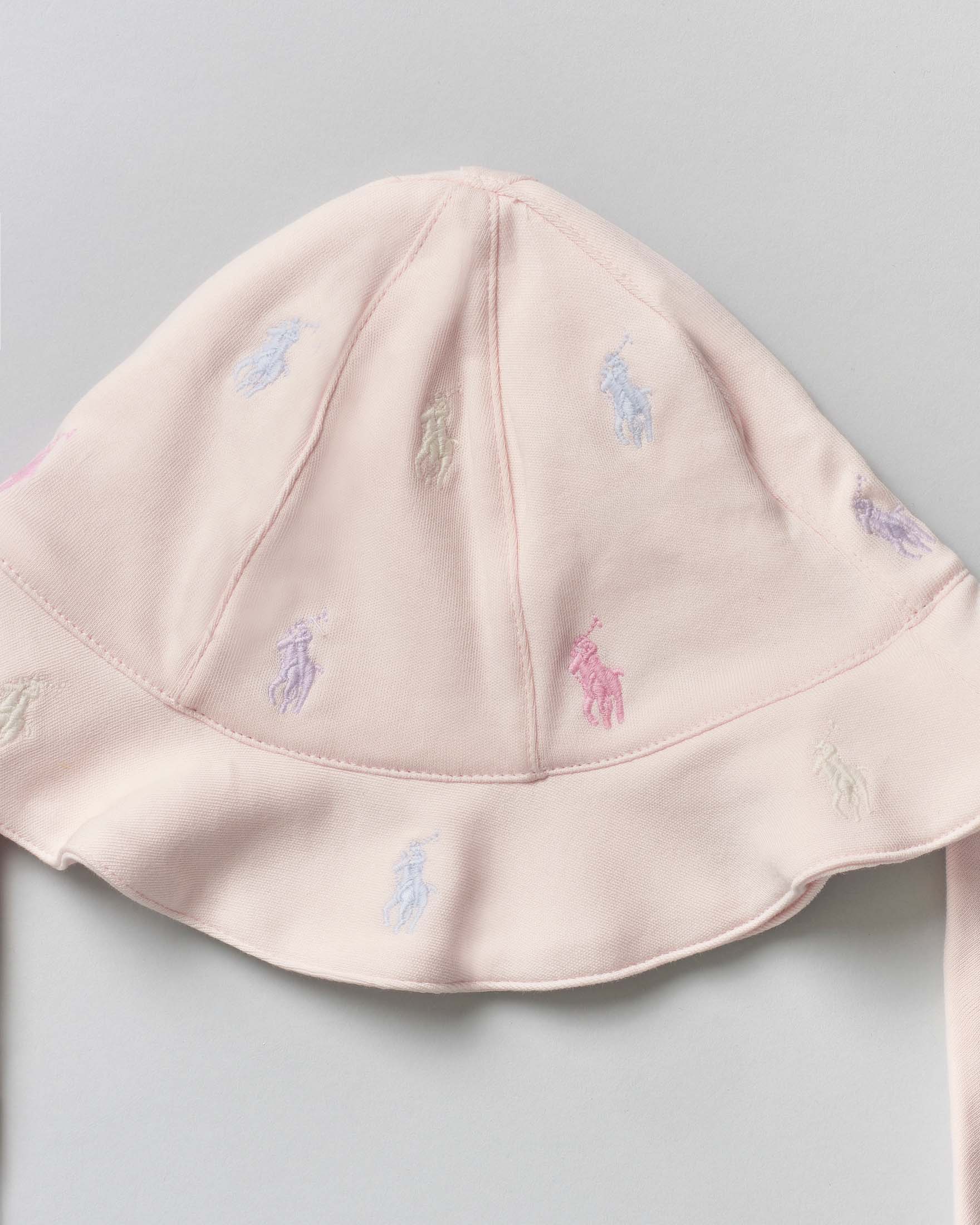Berretto rosa Polo Ralph Lauren in puro cotone con mini logo multicolor all over image