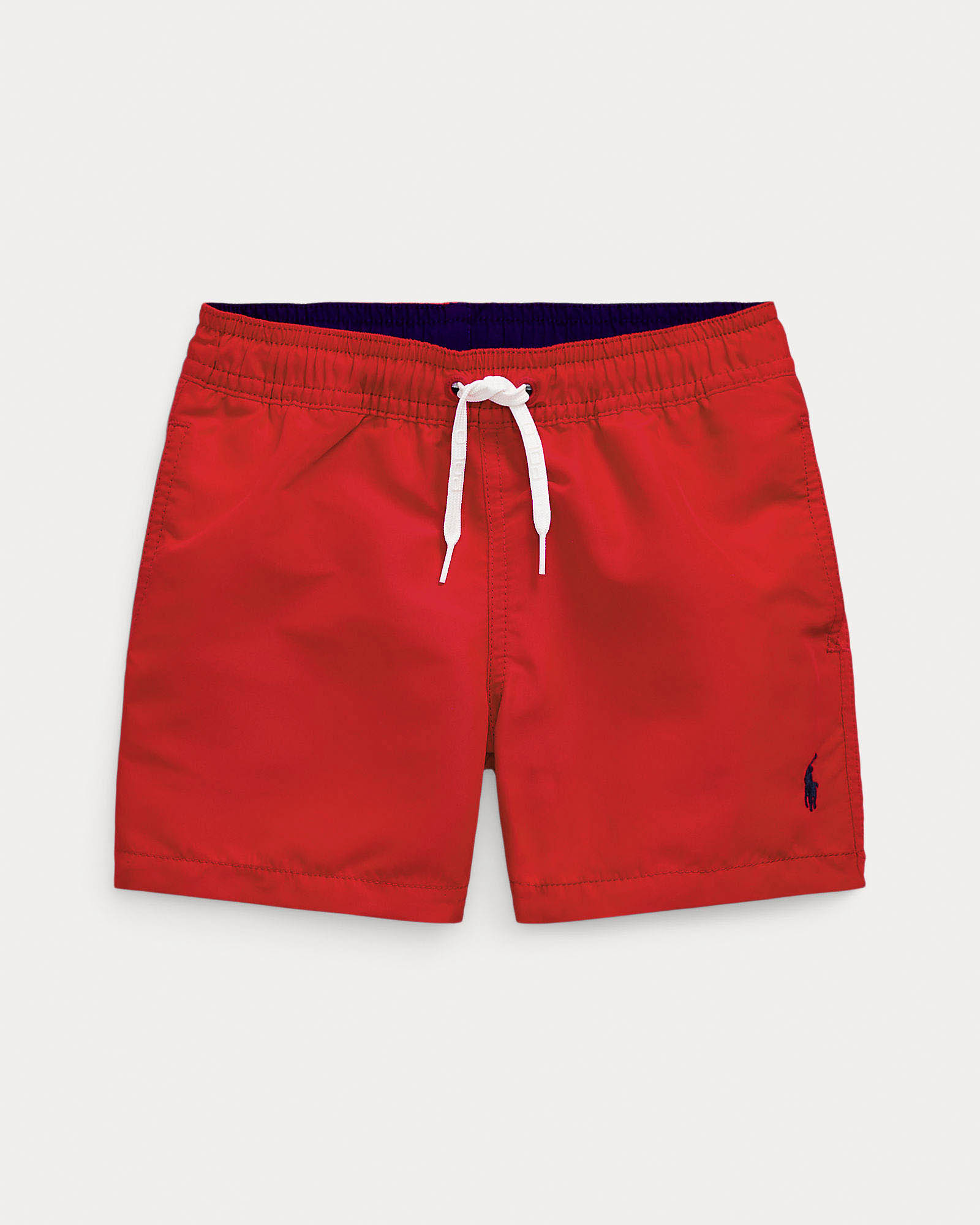 Boxer mare rosso con logo pony blu e taschino sul retro