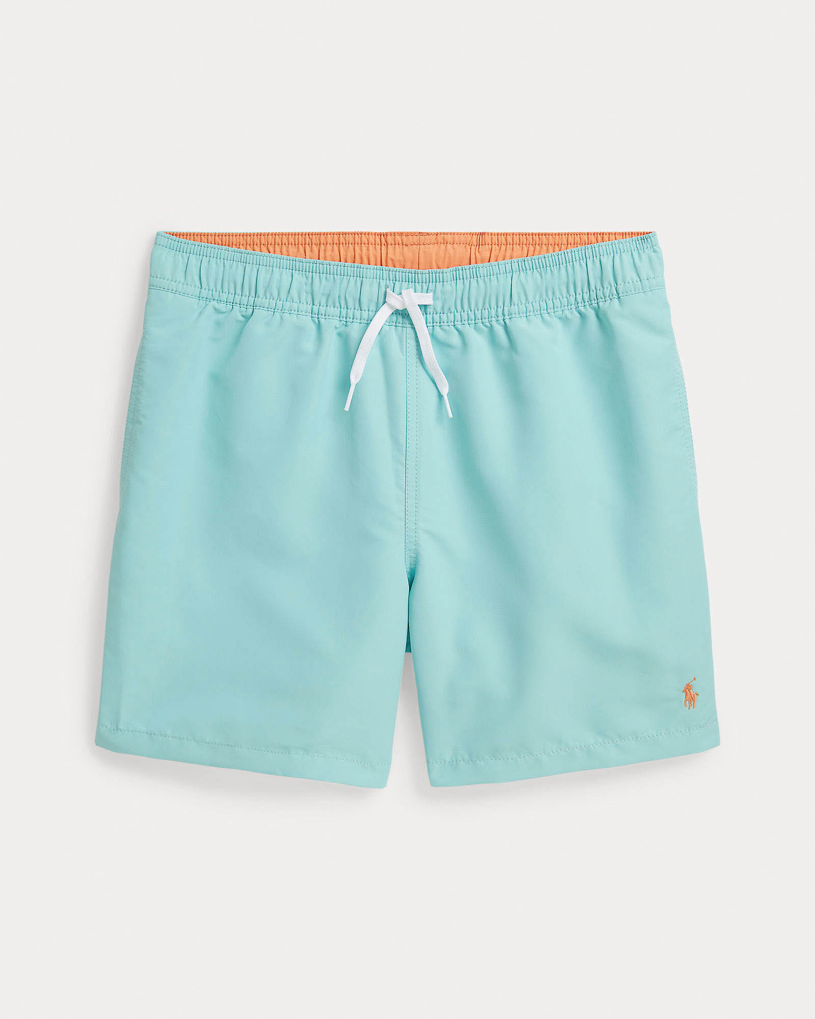 Boxer mare azzurro con logo pony arancione e taschino sul retro