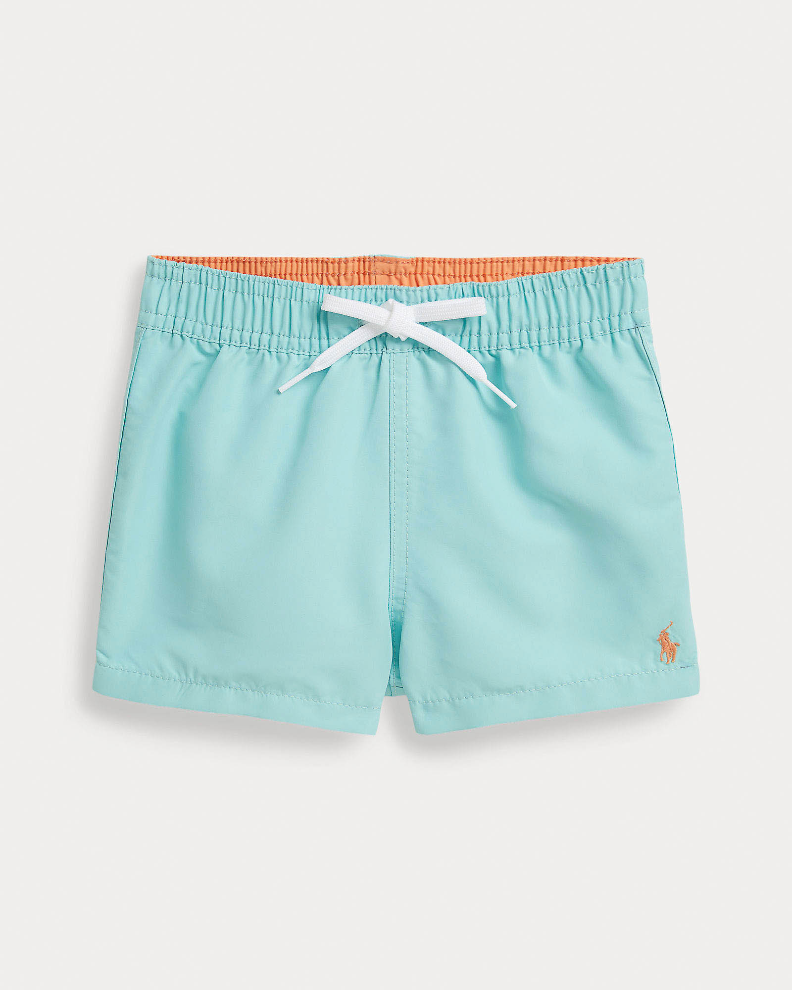 Boxer mare azzurro con logo pony arancione e taschino sul retro