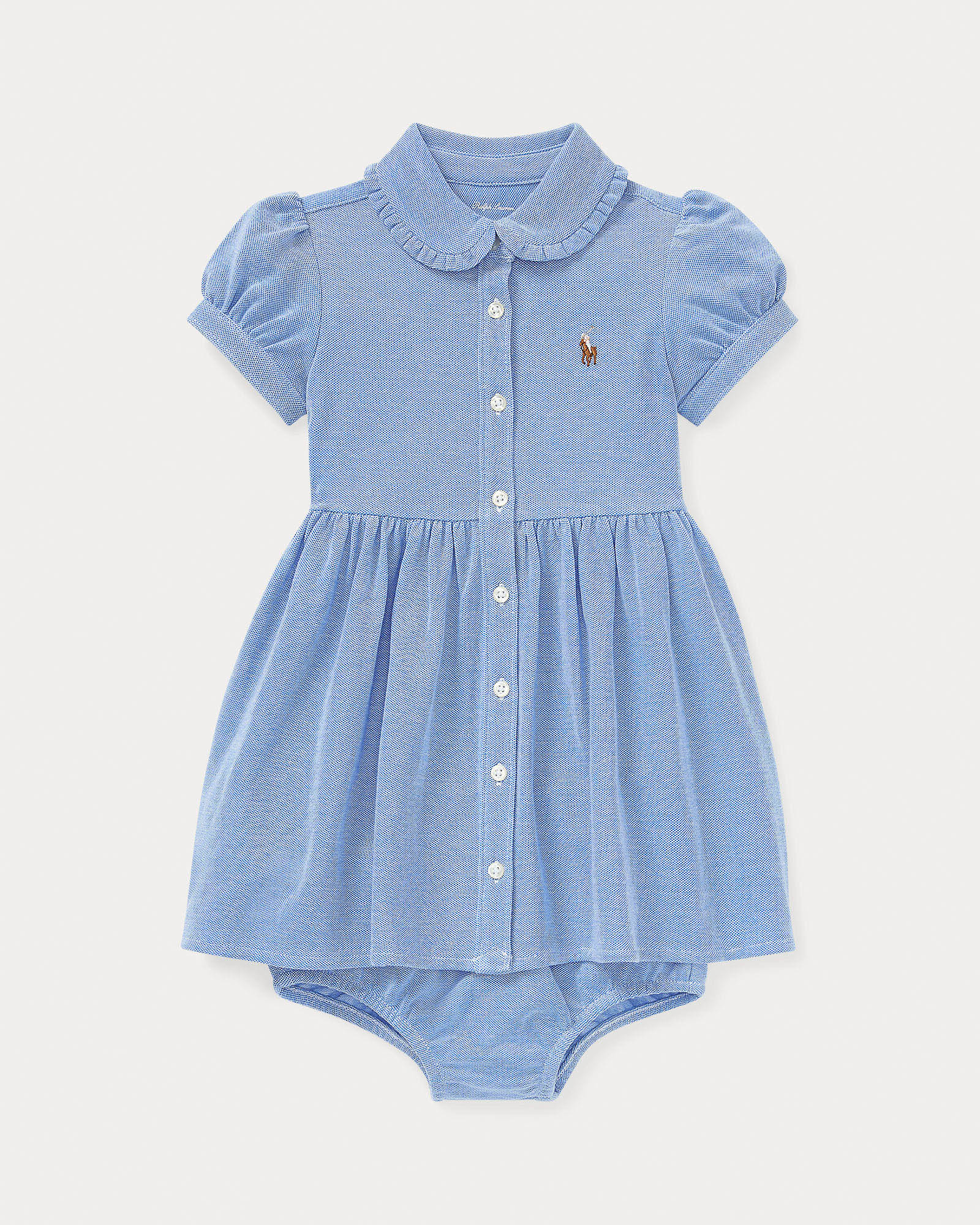 Abito fit and flare azzurro Polo in jersey di cotone con culotte