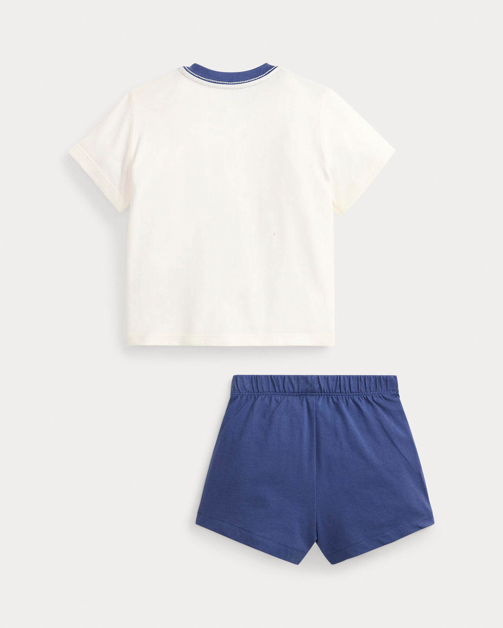 Completo Polo Ralph Lauren t-shirt bianca con orsetto e bermuda blu image