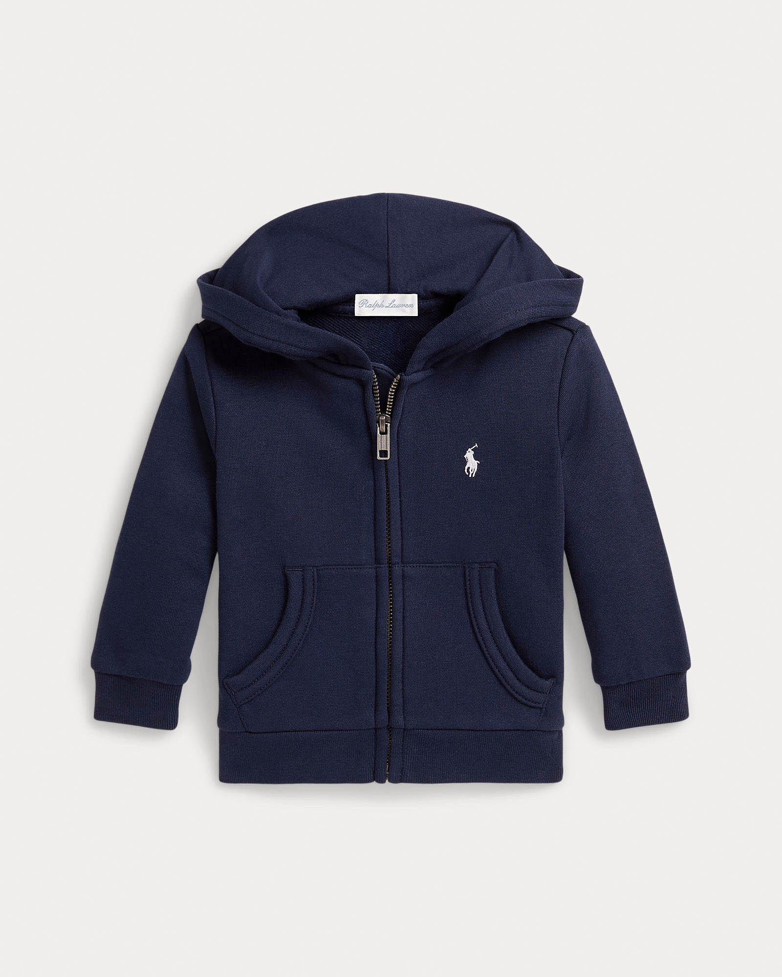 Felpa blu Polo Ralph Lauren in misto cotone con zip e cappuccio