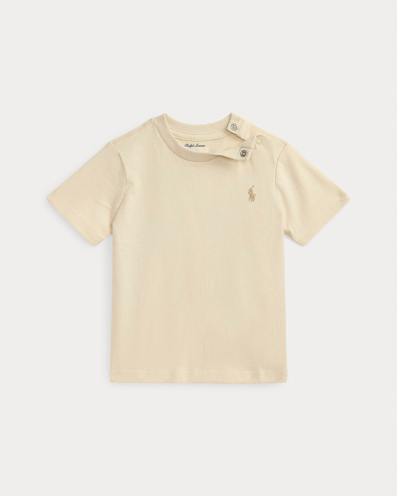 T-shirt Polo Ralph Lauren color sabbia mezza manica con logo pony in tono