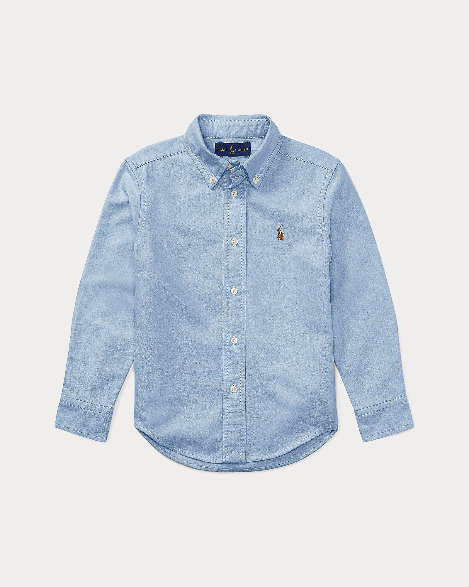 Camicia azzurra Polo Ralph Lauren Junior modello oxford in puro cotone