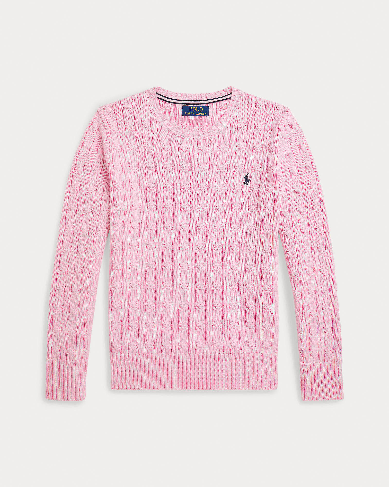 Maglia rosa Polo Ralph Lauren in cotone a trecce e logo pony blu