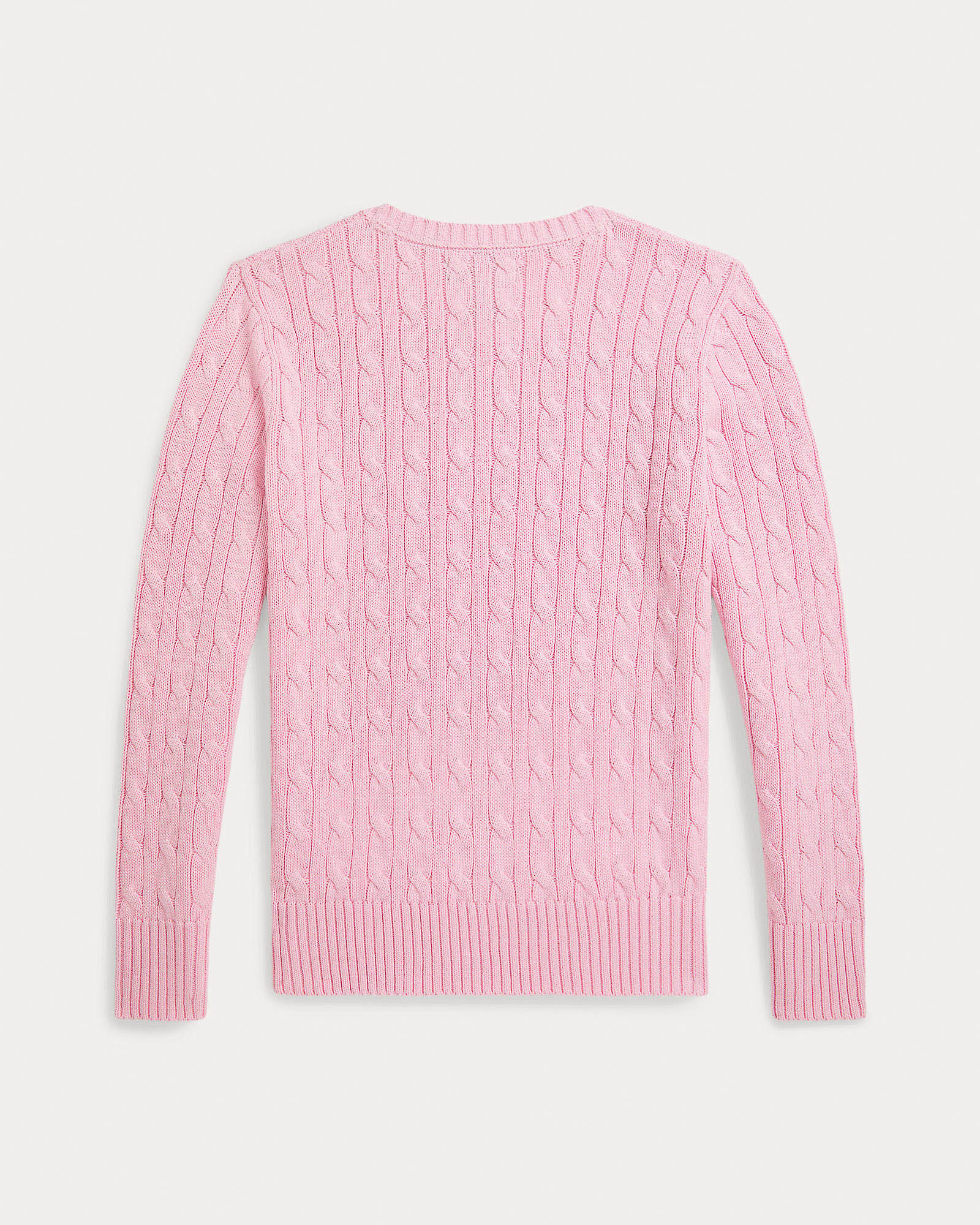 Maglia rosa Polo Ralph Lauren in cotone a trecce e logo pony blu image