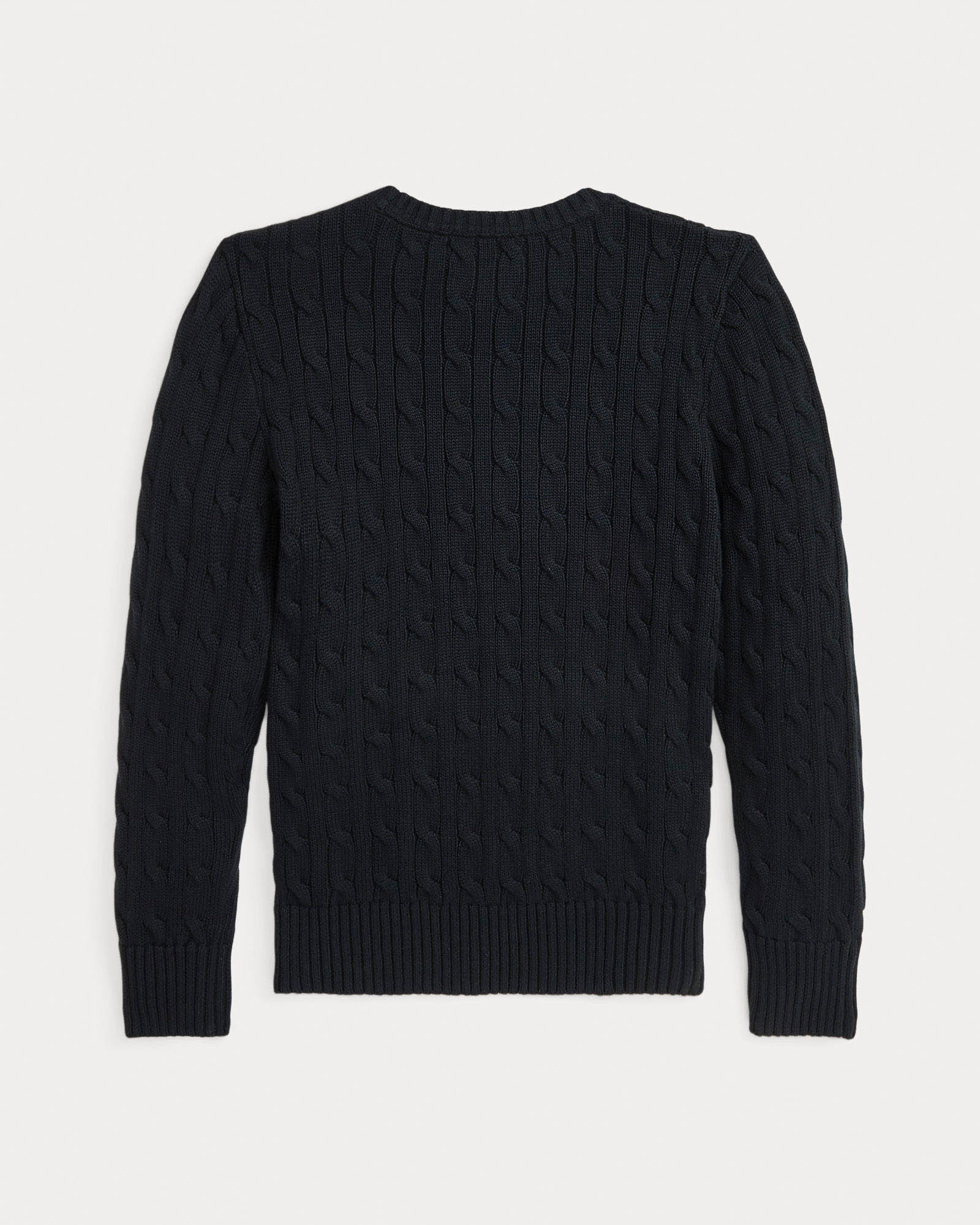 Maglia nera Polo Ralph Lauren in cotone a trecce e logo pony rosso image