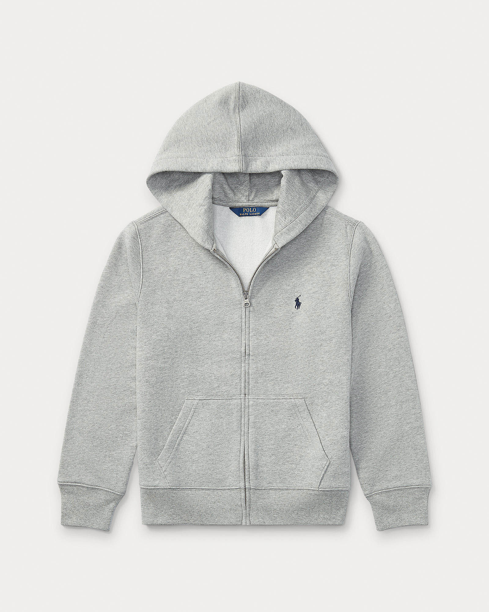 Felpa grigia Polo in misto cotone con zip e cappuccio