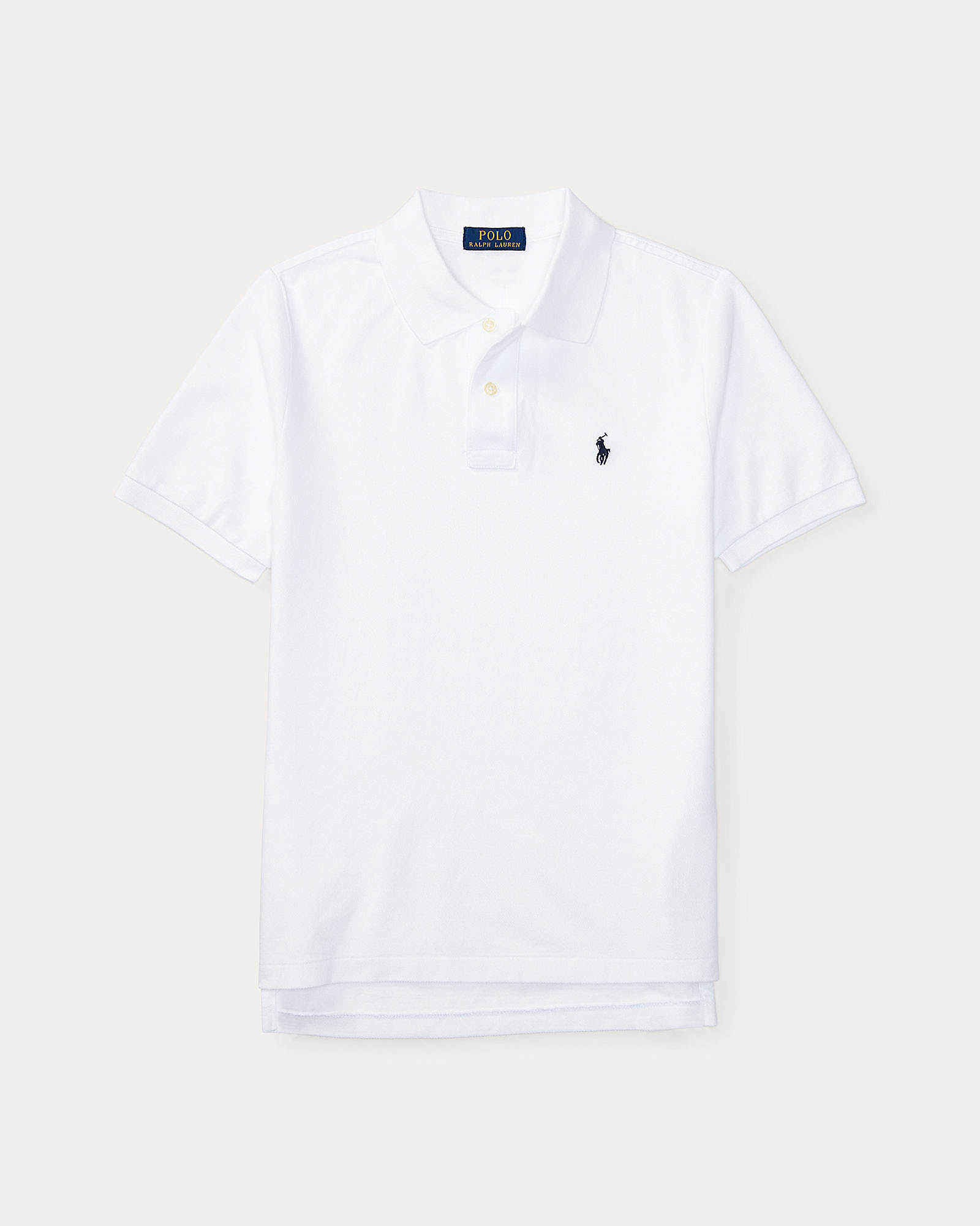 Polo bianca a maniche corte in cotone con logo pony nero