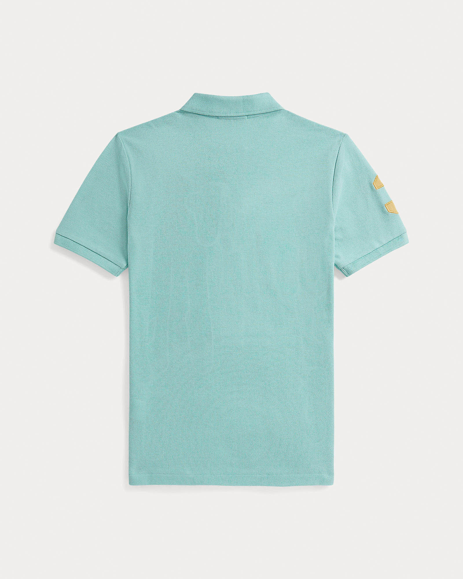 Polo verde acqua Ralph Lauren a maniche corte in cotone con maxi logo pony giallo image