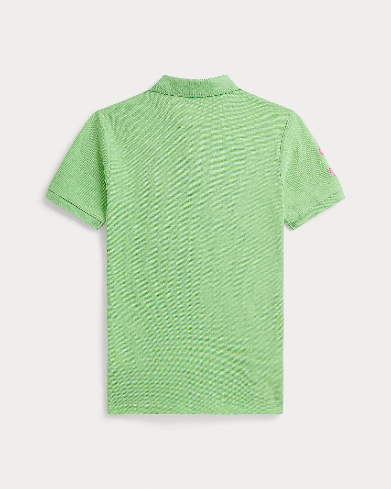 Polo verde Ralph Lauren a maniche corte in cotone con maxi logo pony rosa image