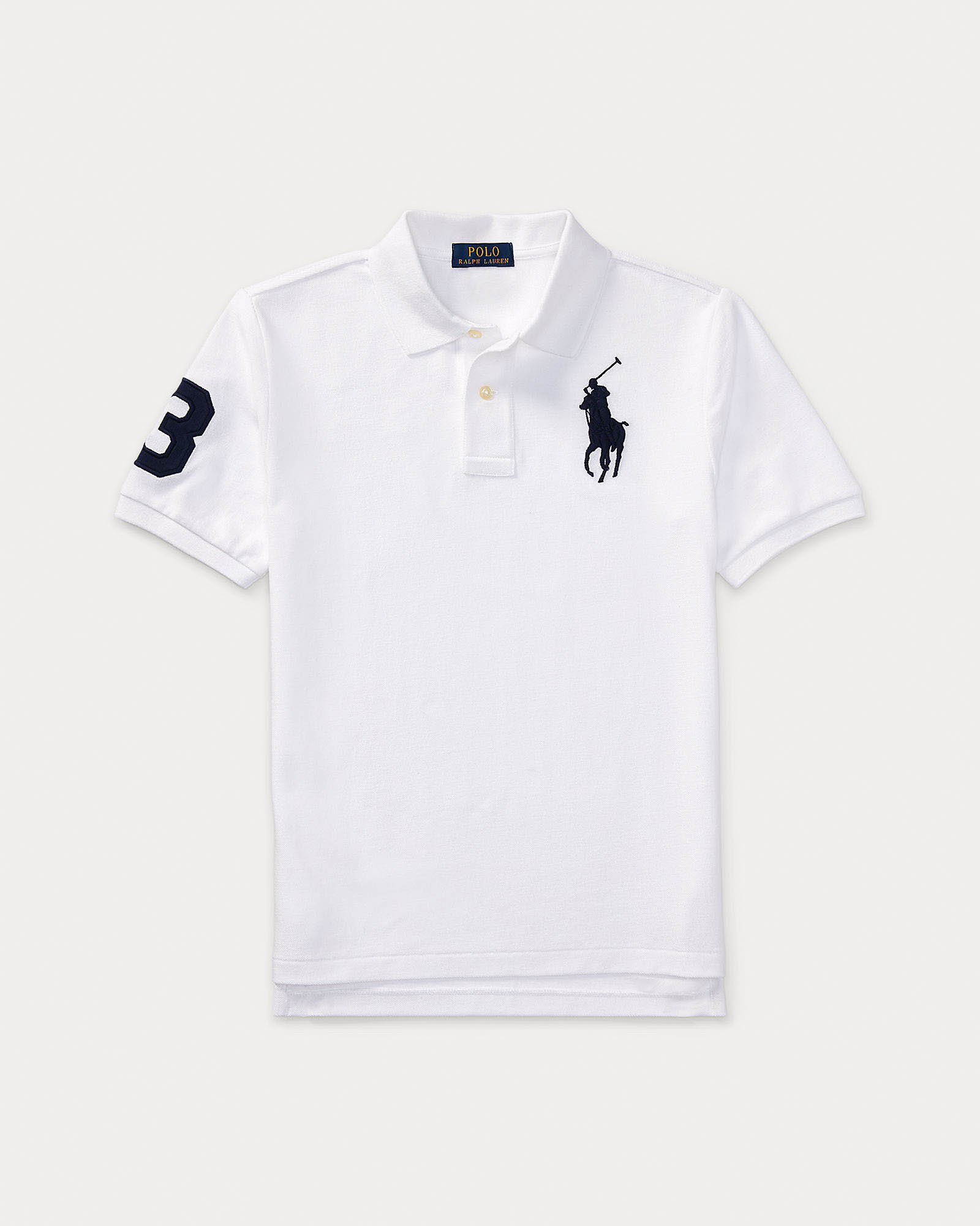 Polo bianca Ralph Lauren a maniche corte in cotone con maxi logo pony nero image