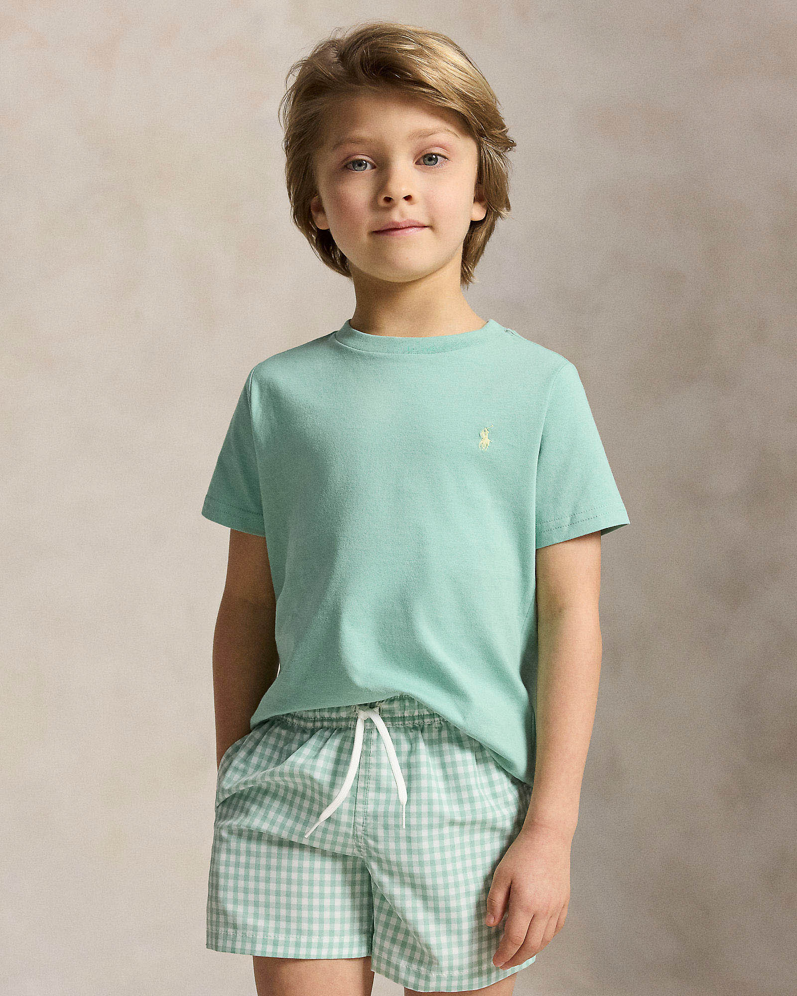 T-shirt Polo verde acqua mezza manica con logo pony bianco