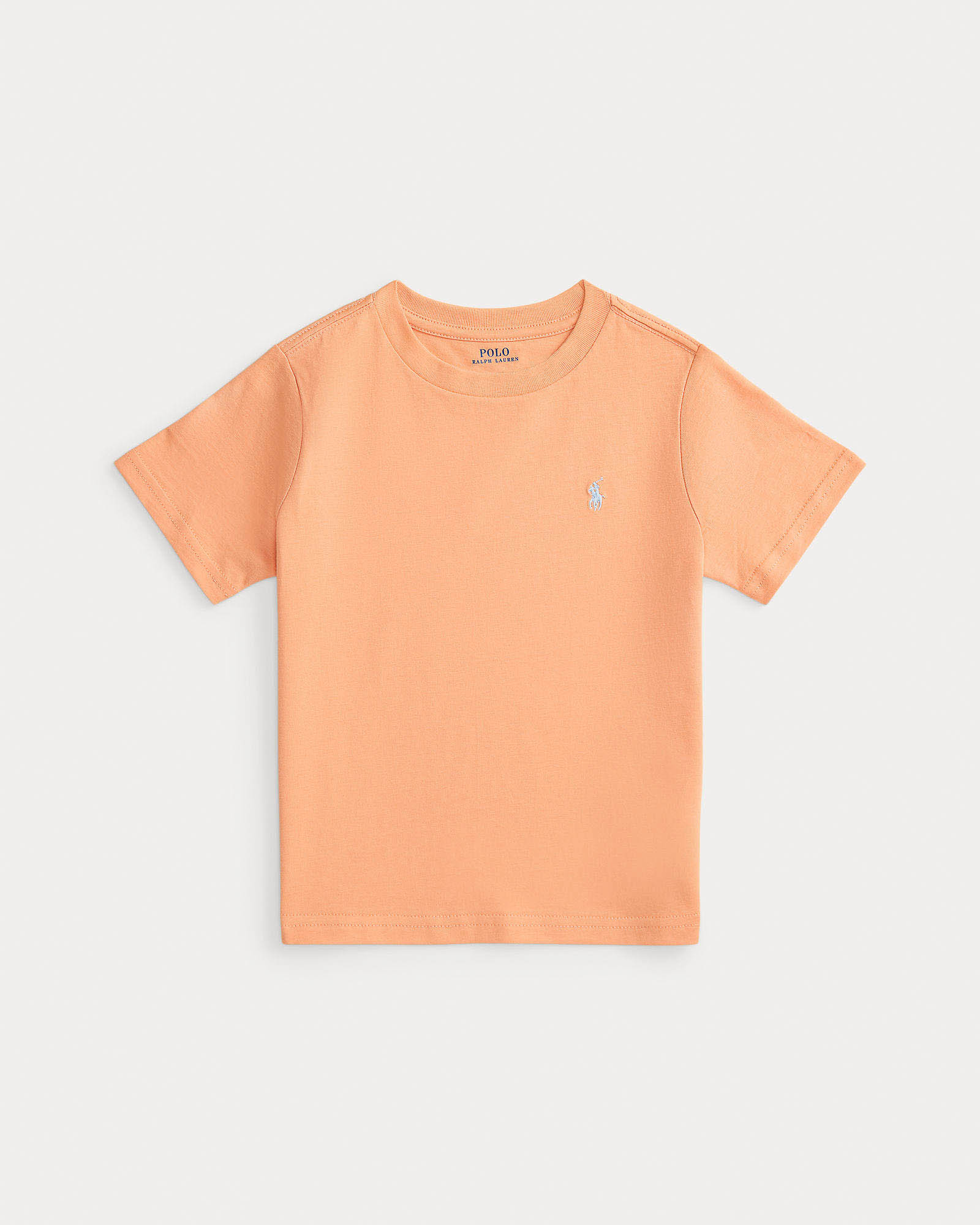T-shirt Polo arancione mezza manica con logo pony azzurro