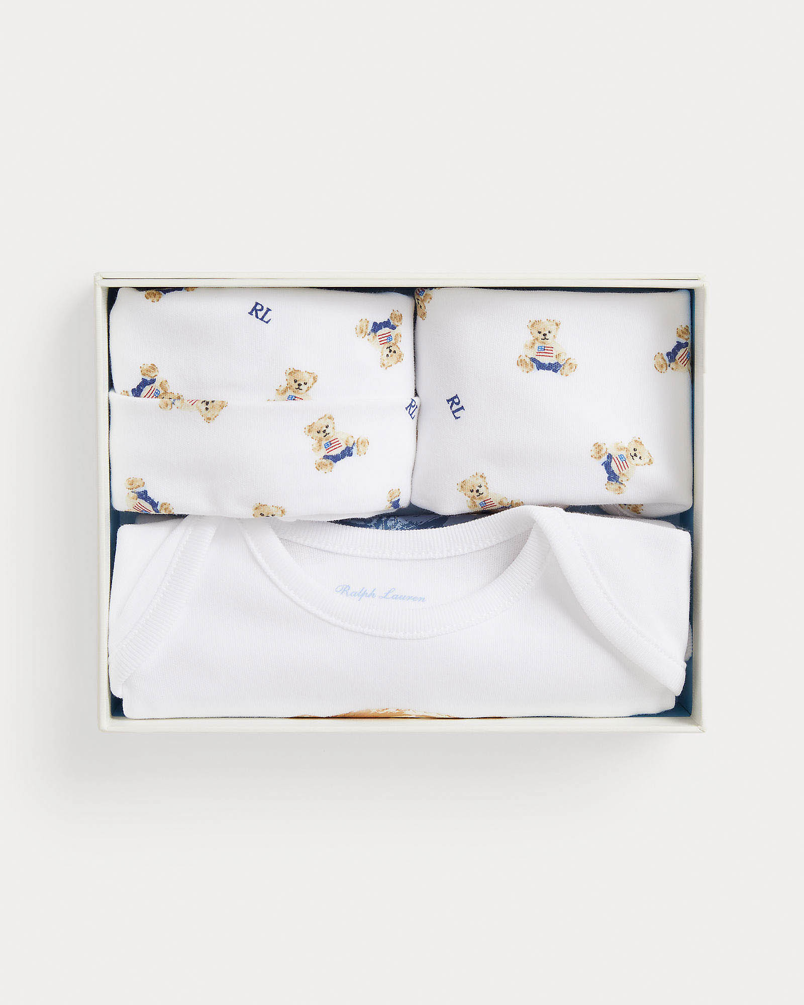 Set tre pezzi Polo Ralph Lauren bianco con fantasia disegni multicolor image